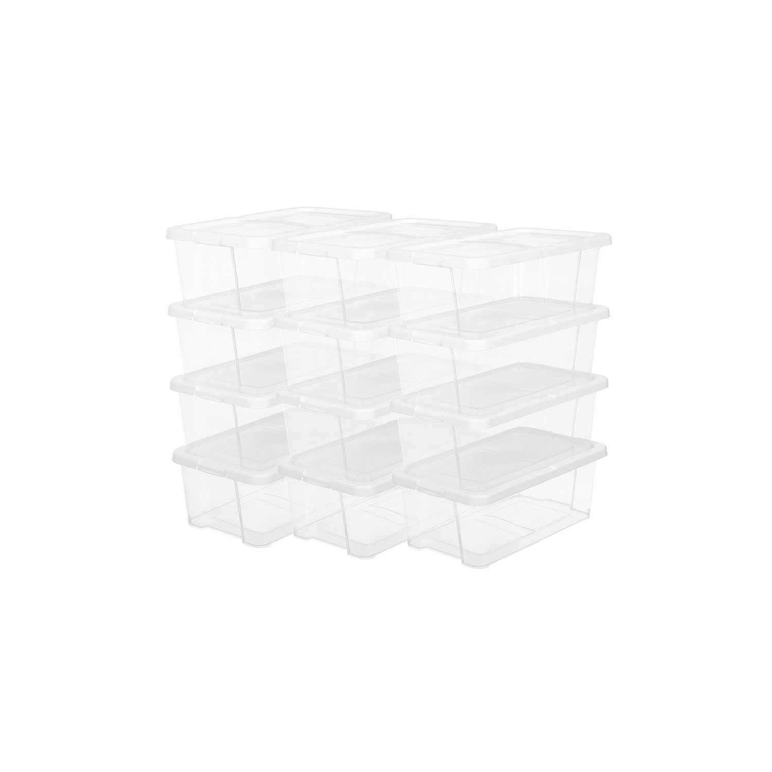 Storage Boxes - Plastic - Clear - Stackable Set of 12 with Lids