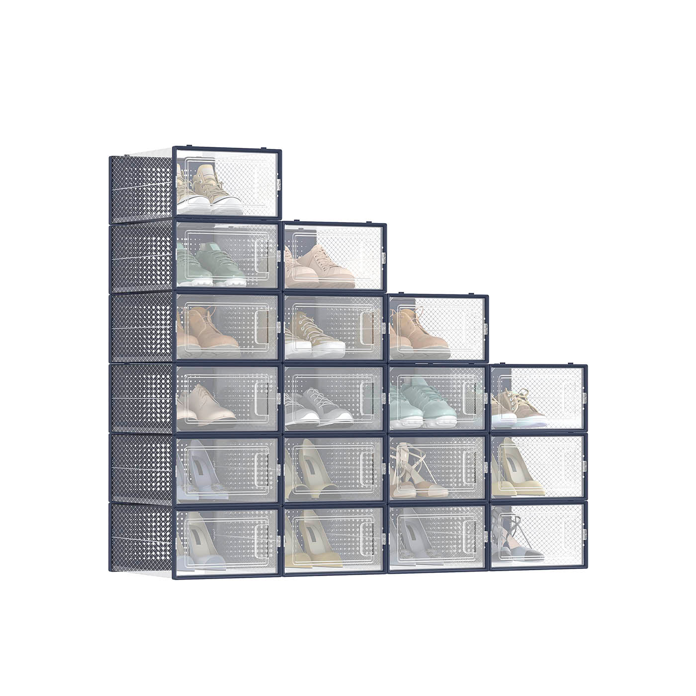 Stackable Shoe Boxes - Plastic - Transparent - 18-Pack Solutions for Sneakers