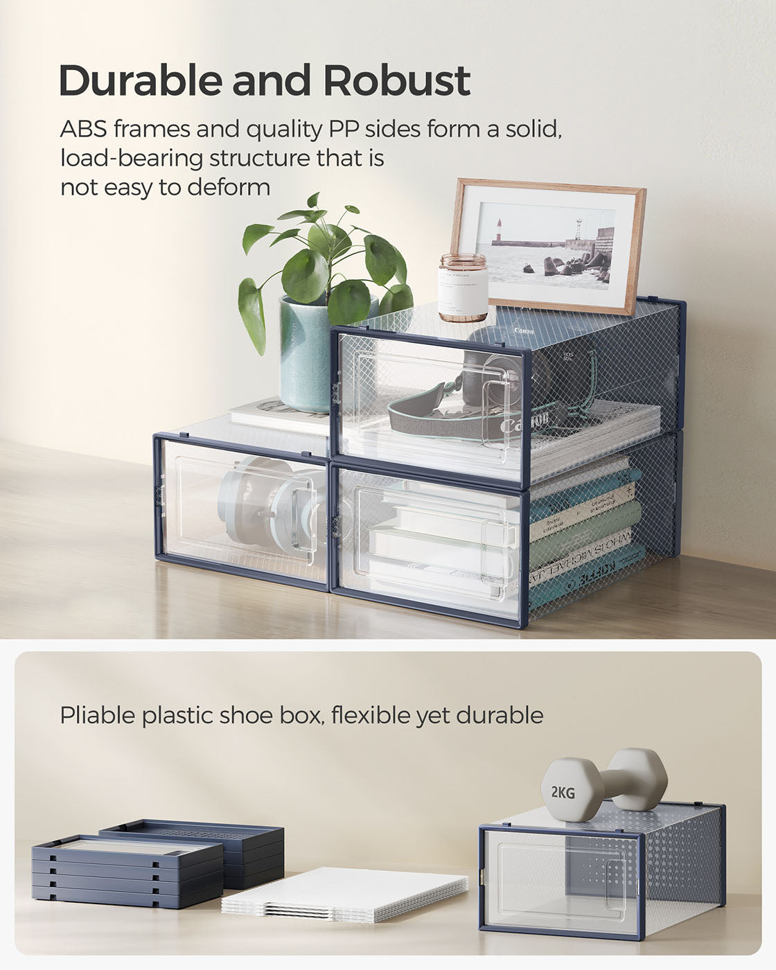 Stackable Shoe Boxes - Plastic - Transparent - 18-Pack Solutions for Sneakers