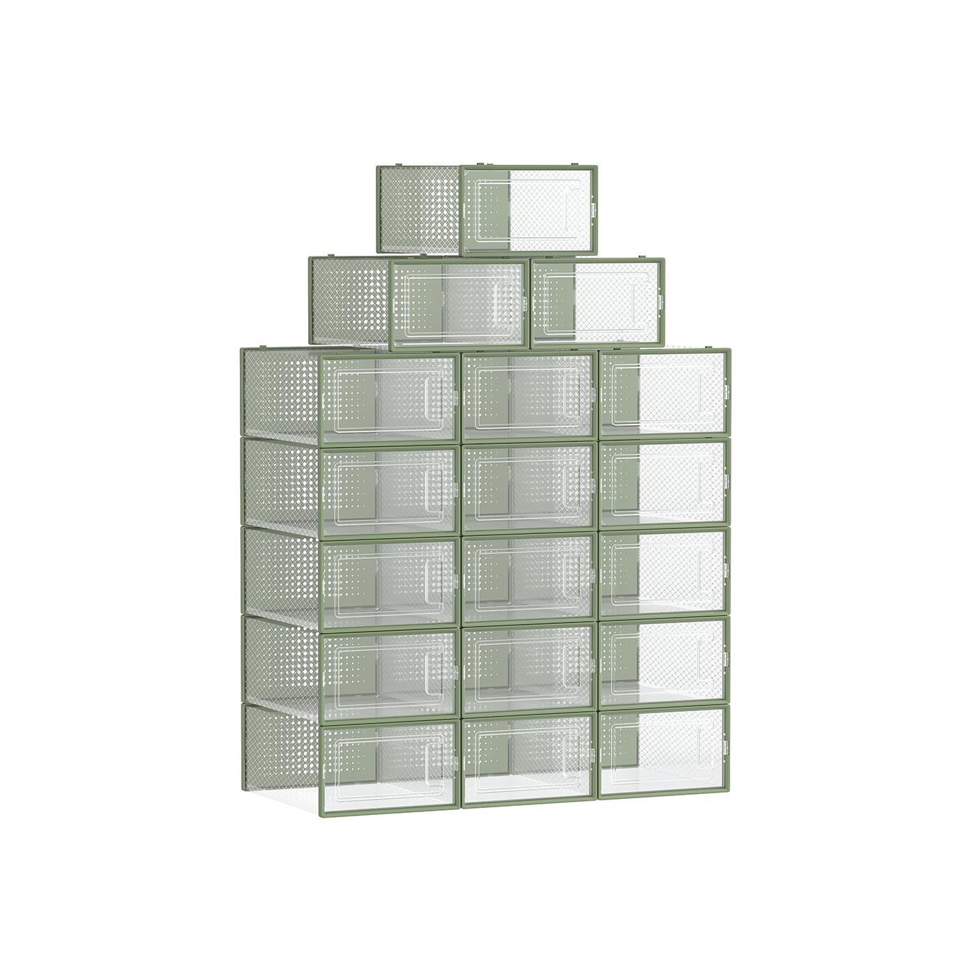 Stackable Shoe Boxes - Plastic - Transparent - Foldable and Versatile