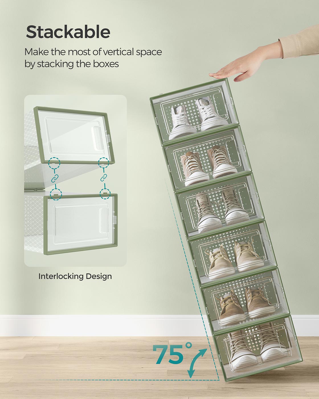 Stackable Shoe Boxes - Plastic - Transparent - Foldable and Versatile