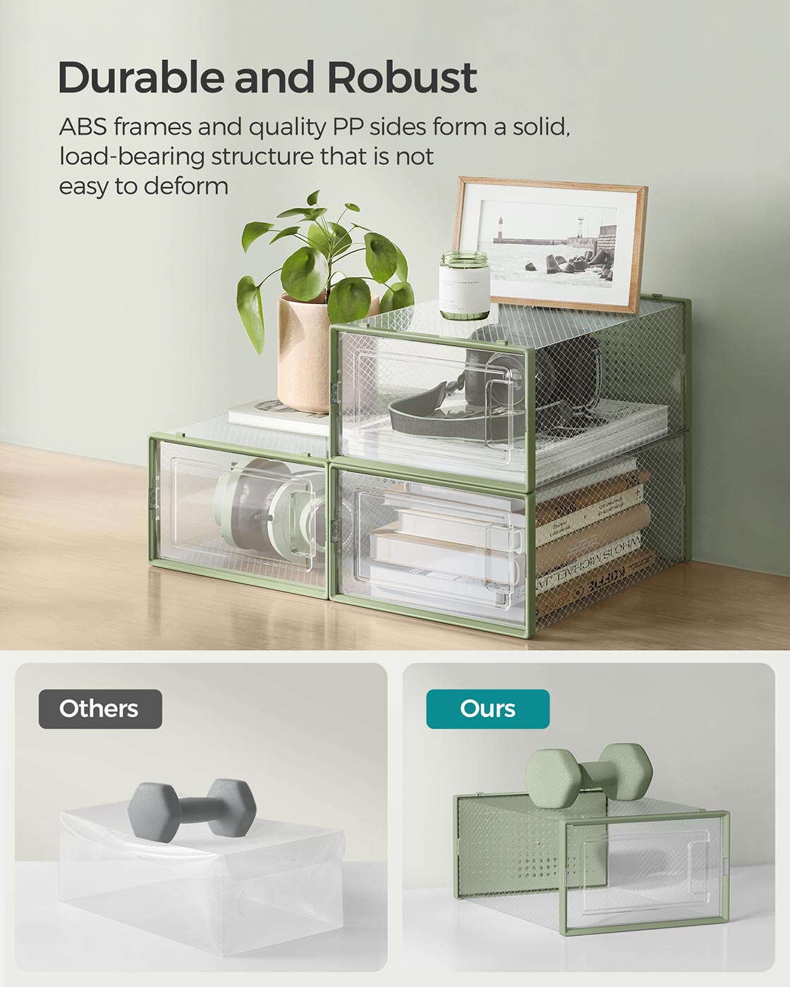 Stackable Shoe Boxes - Plastic - Transparent - Foldable and Versatile