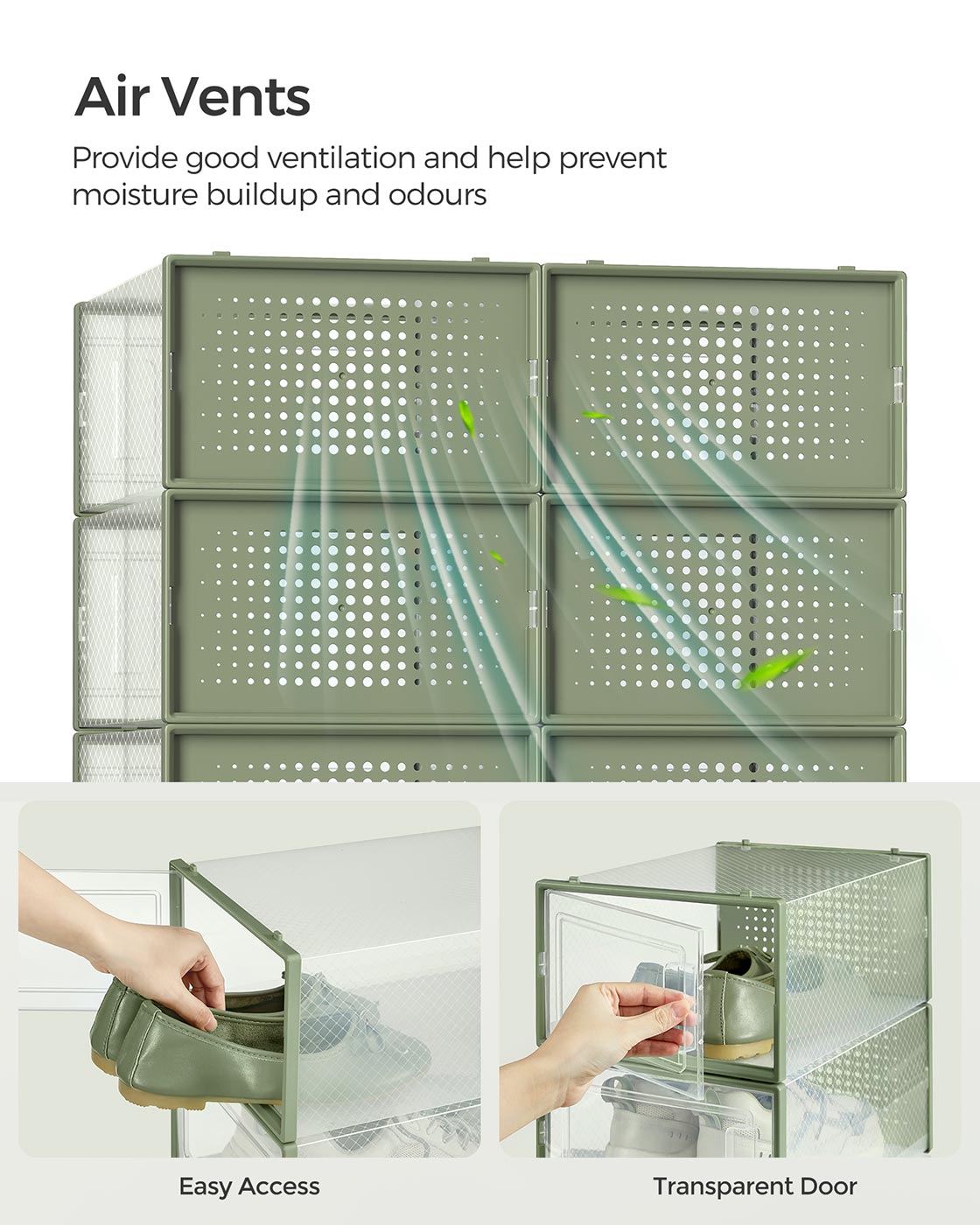 Stackable Shoe Boxes - Plastic - Transparent - Foldable and Versatile