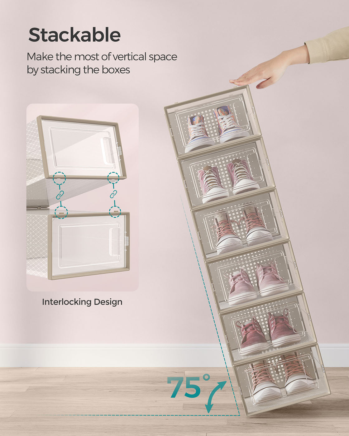 18-Pack Stackable Shoe Storage Organisers - Plastic - Transparent - Foldable and Versatile for Sneakers