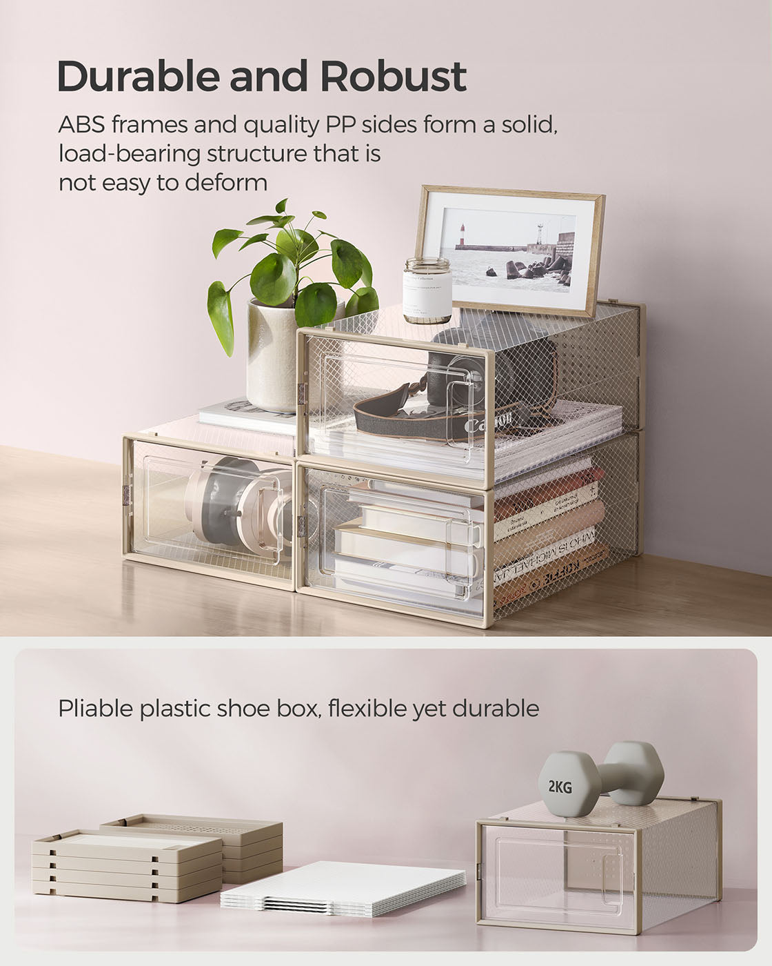 18-Pack Stackable Shoe Storage Organisers - Plastic - Transparent - Foldable and Versatile for Sneakers