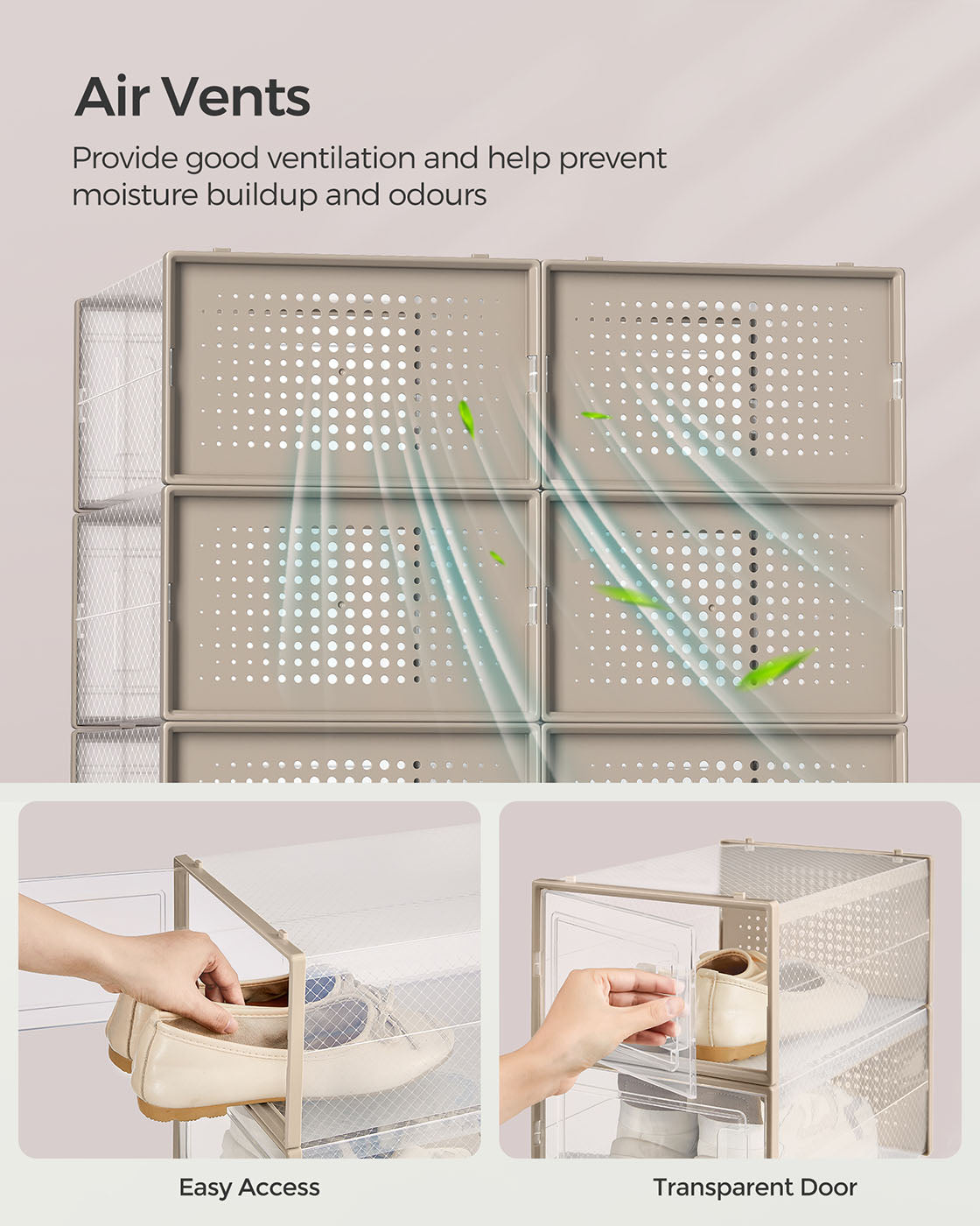 18-Pack Stackable Shoe Storage Organisers - Plastic - Transparent - Foldable and Versatile for Sneakers