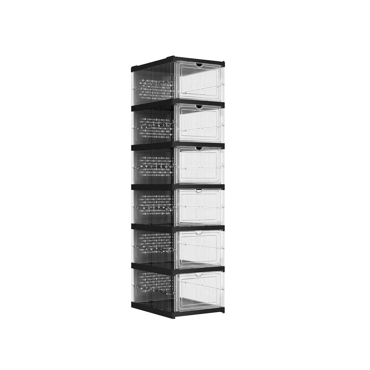 Stackable Shoe Boxes - Plastic - Transparent - Foldable and Portable