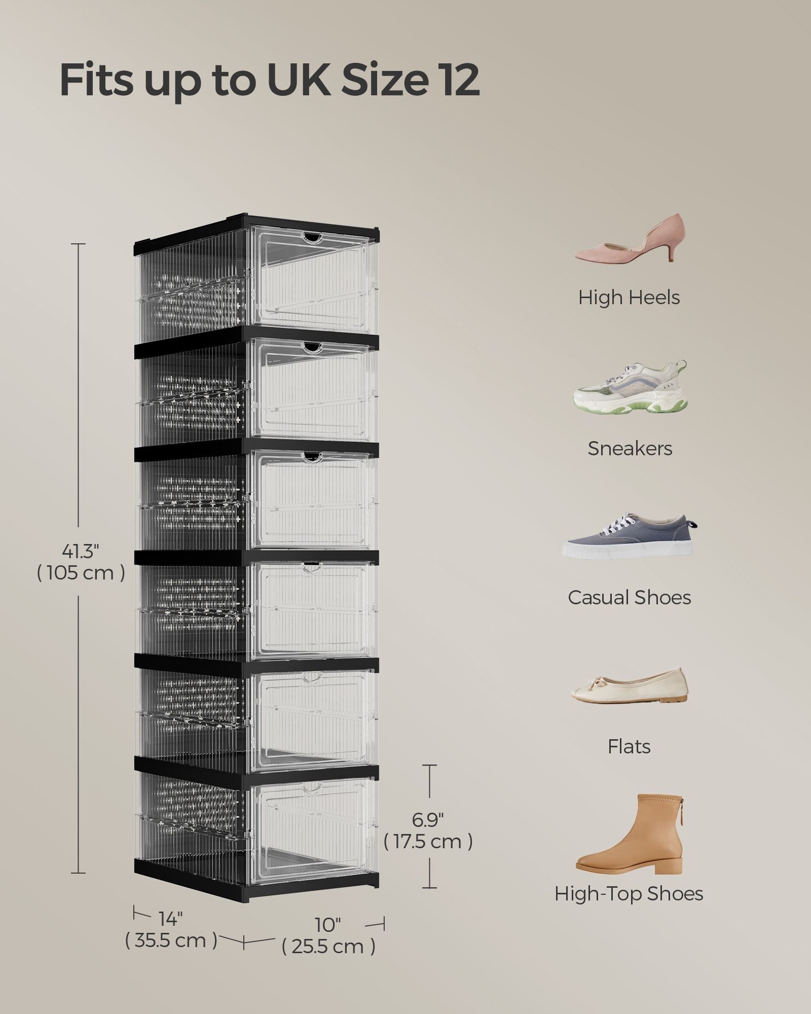 Stackable Shoe Boxes - Plastic - Transparent - Foldable and Portable