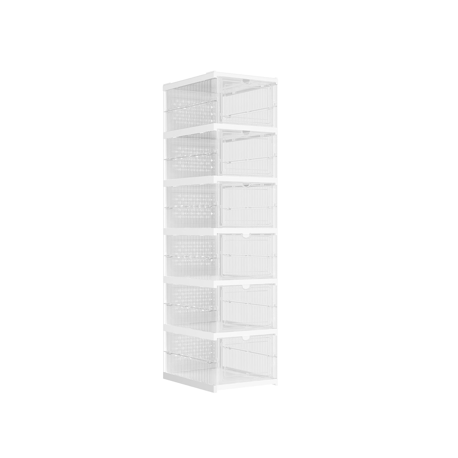 Shoe Storage Organiser - Pack of 6 - Transparent - Stackable and Foldable