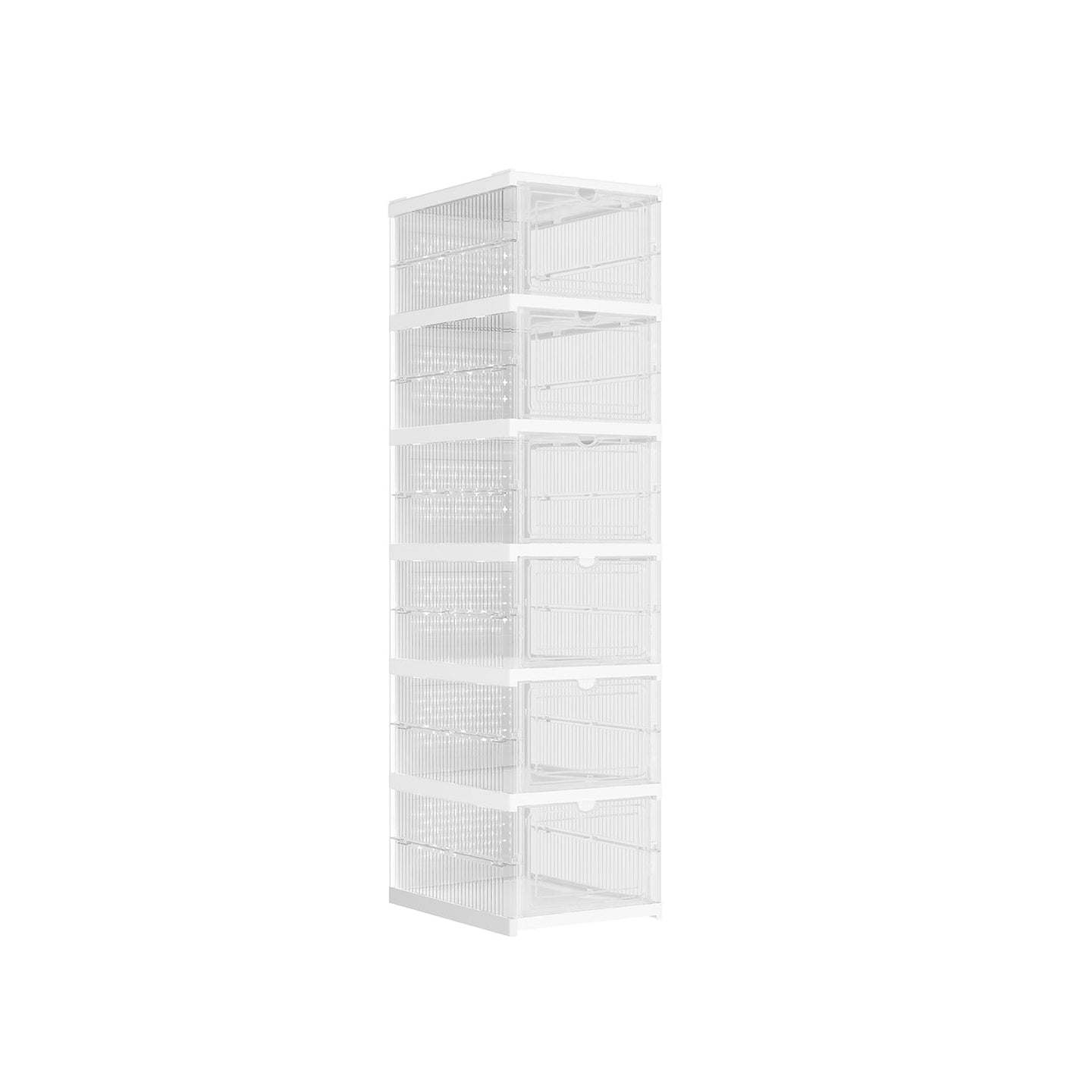 Shoe Storage Organiser - Pack of 6 - Transparent - Stackable and Foldable