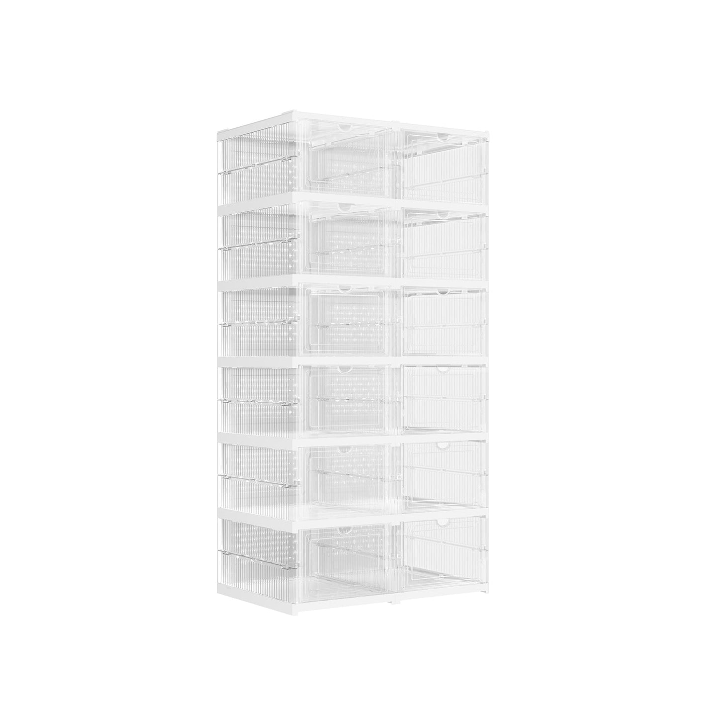 Shoe Storage Organizer - Plastic - Transparent - Pack of 12 Stackable Design