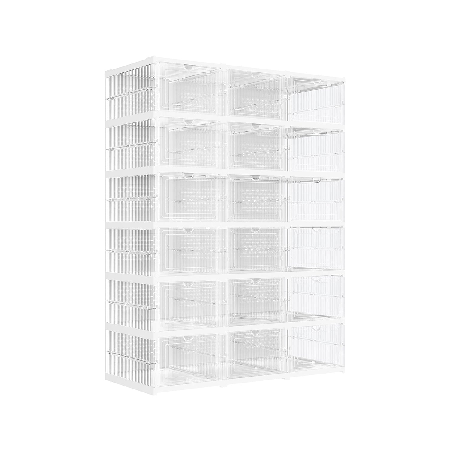 Pack of 18 Stackable Shoe Boxes - Transparent