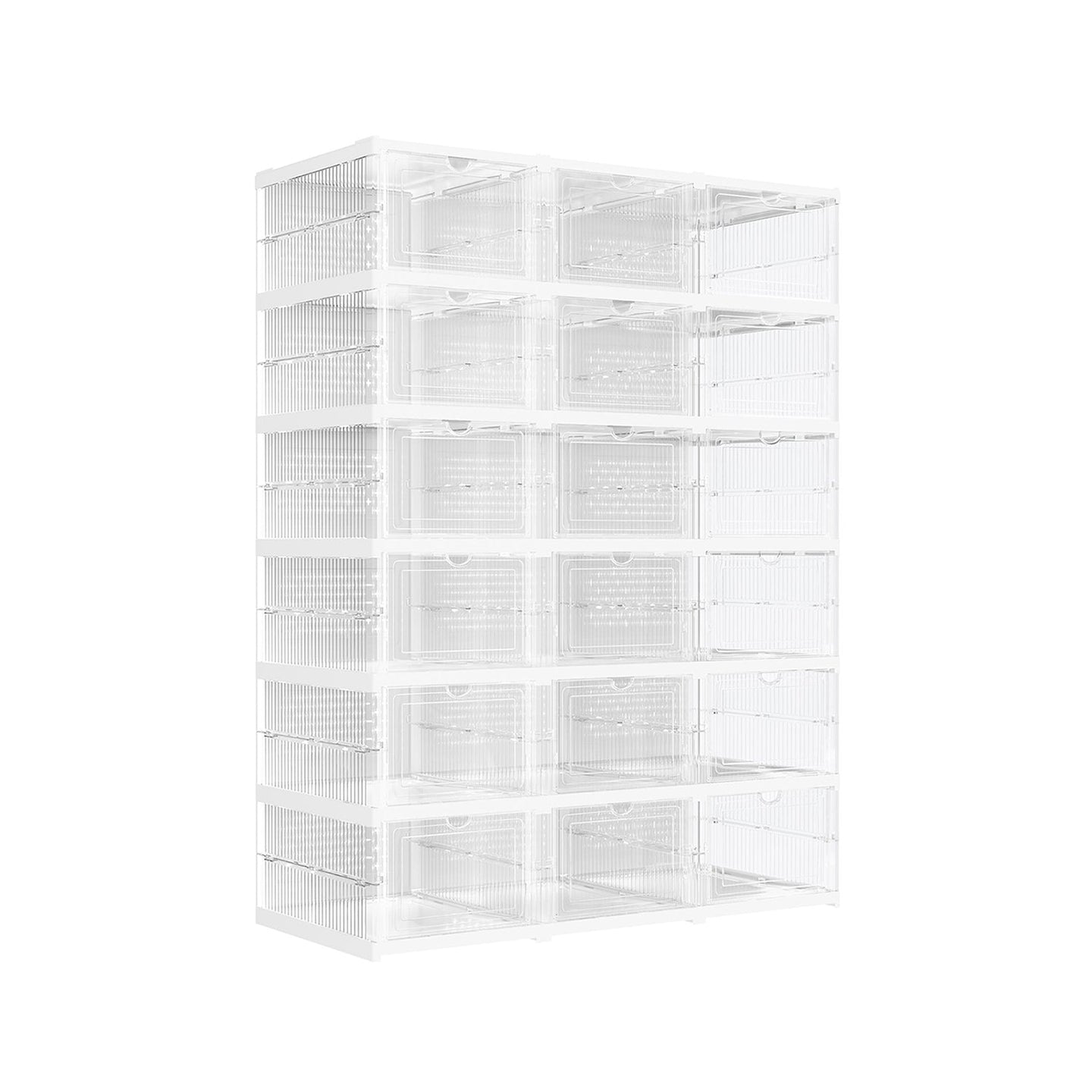 Pack of 18 Stackable Shoe Boxes - Transparent