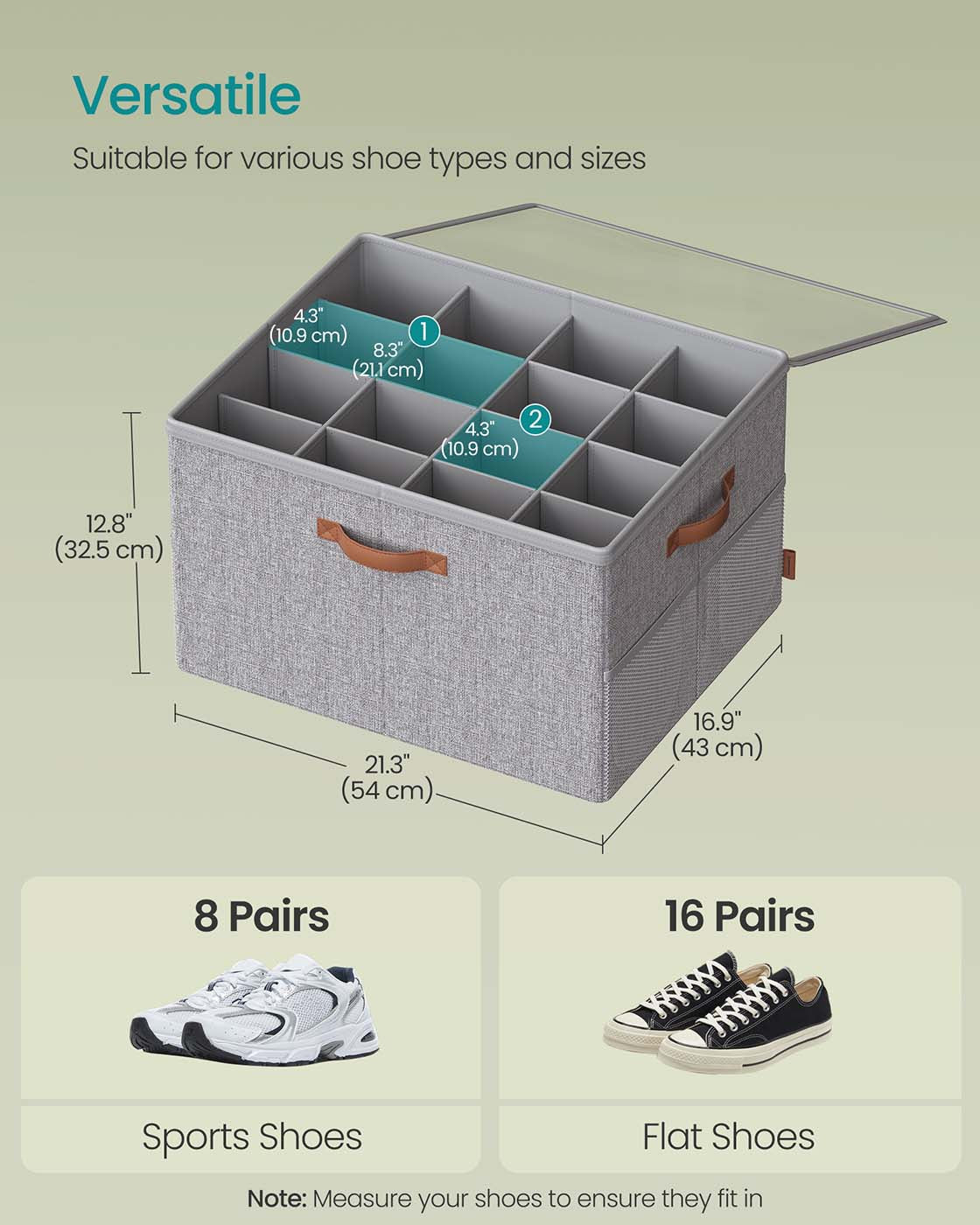 Shoe Organiser Boxes - Plastic - Dove Grey - Customisable with Adjustable Dividers