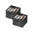 Fabric Shoe Organiser Bins - Fabric - Ink Black - Set of 2 with Handles and Clear Cover
