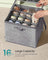 Set of Fabric Shoe Organiser Bins - Fabric - Cattail Grey - Clear Cover and Handles