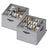 Shoe Organisers Set of 2 for 16 Pairs Stackable - Linen-Look Fabric and Fabric - Dove Grey