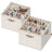 Shoe Organisers Set of 2 for 16 Pairs Stackable - Linen-Look Fabric and Fabric - Cappuccino Beige