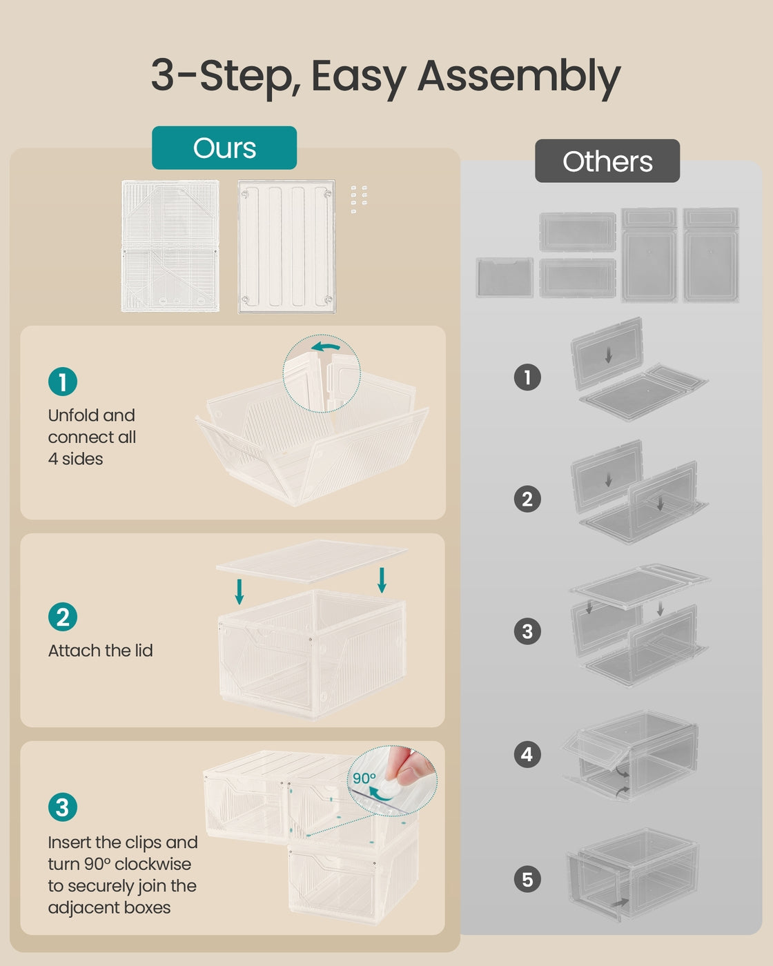 Shoe Storage Boxes - 6L - ABS - Stackable Design