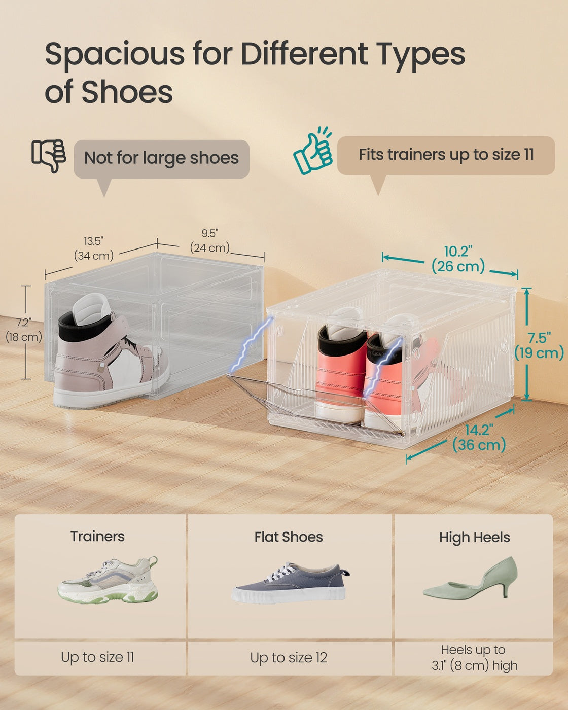 Shoe Storage Boxes - 6L - ABS - Stackable Design