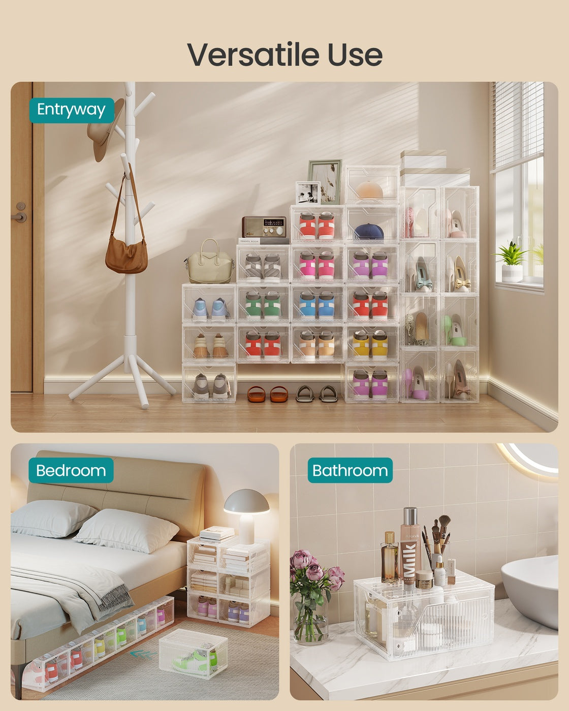 Shoe Storage Boxes - 6L - ABS - Stackable Design