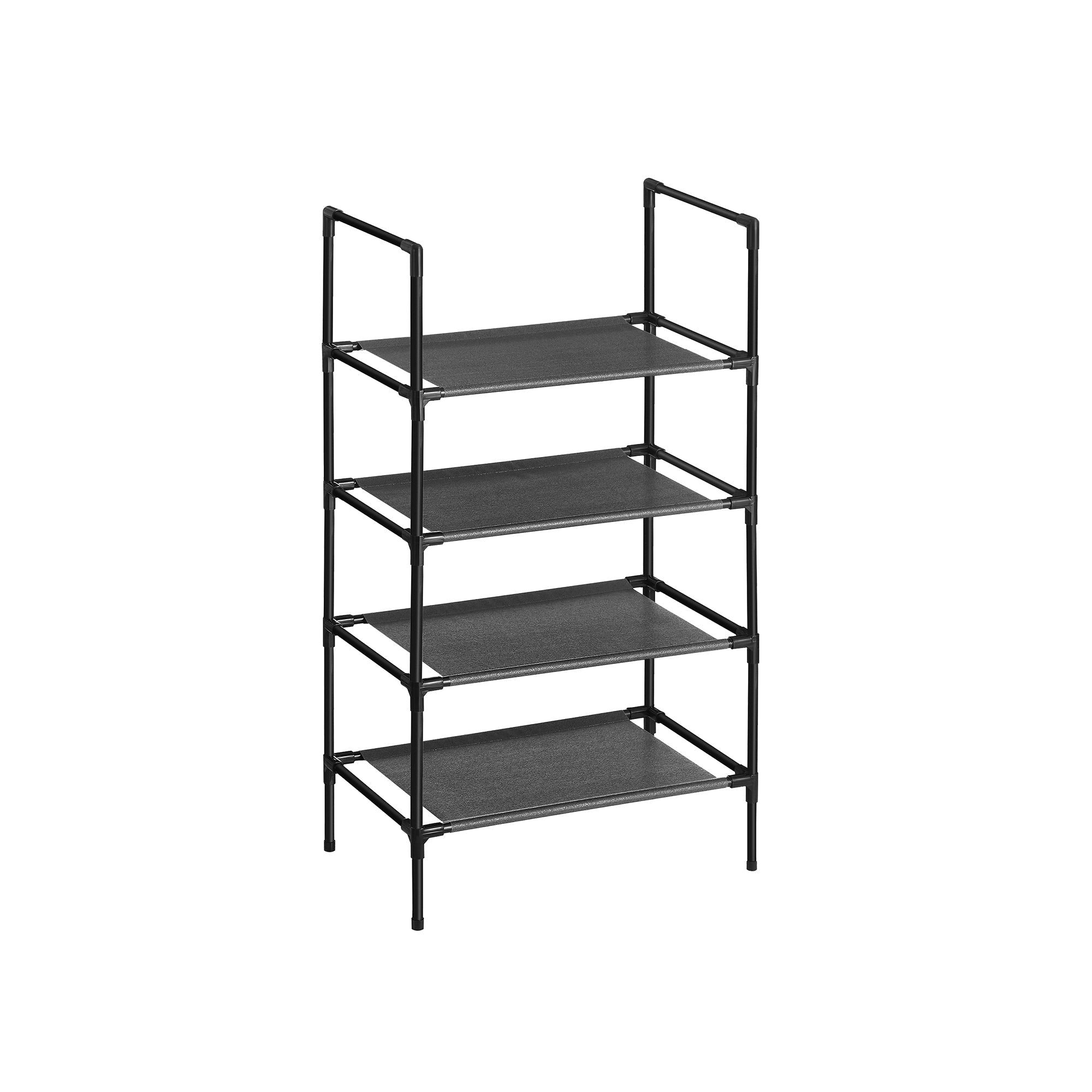 4-Tier Shoe Rack - Metal Frame - Black - Bedroom