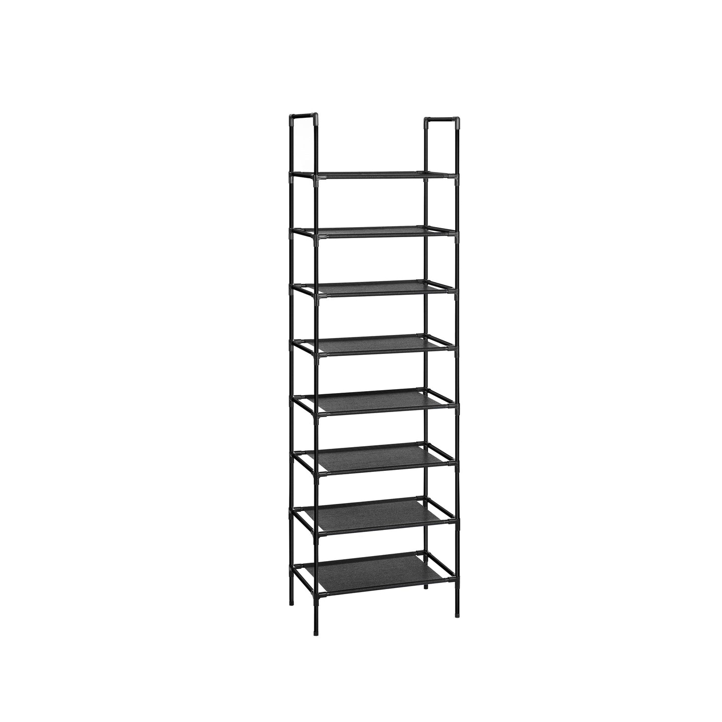 Set of 2 Shoe Storage Racks - 4 Tiers - Metal Frame with Non-Woven Fabric - Black