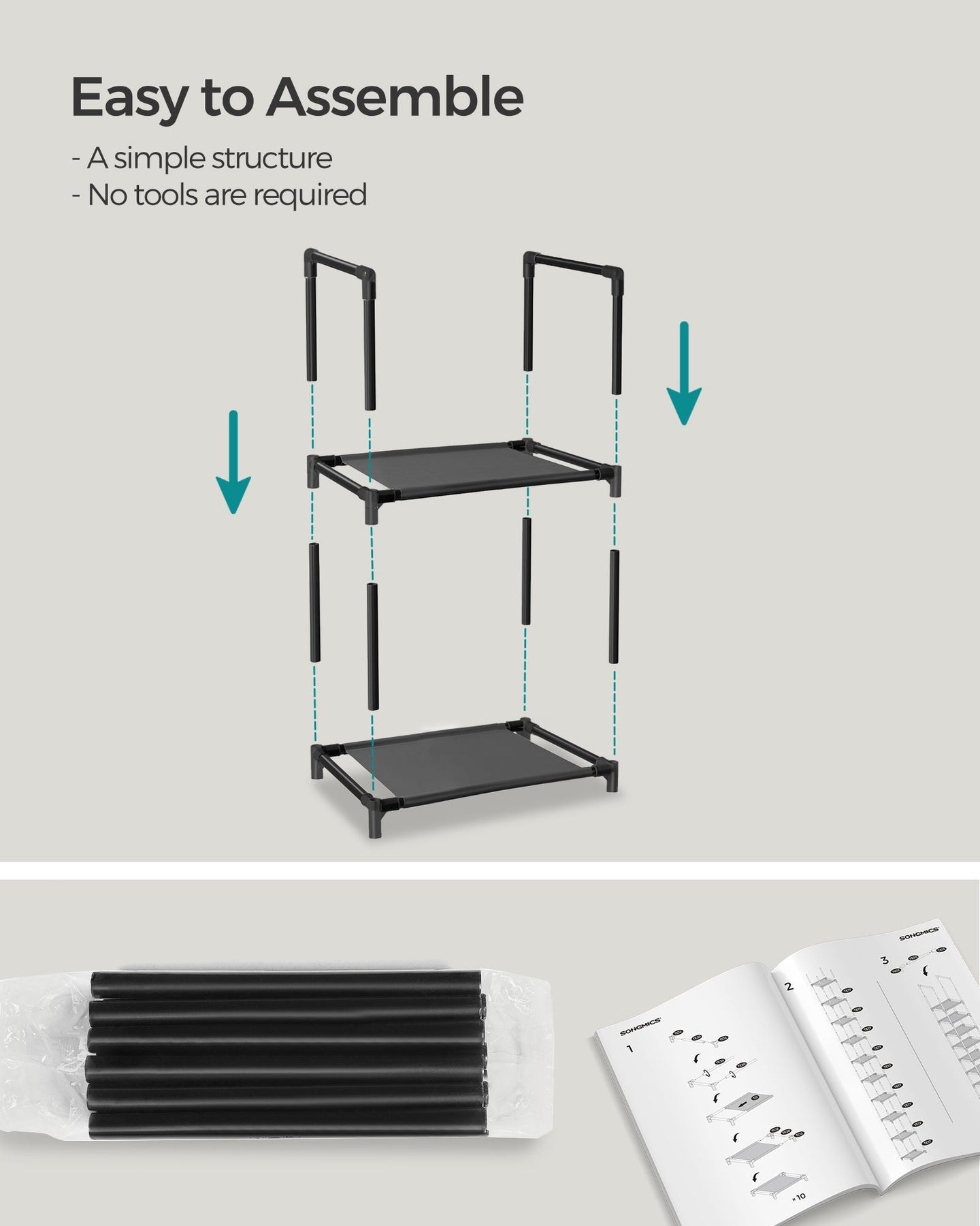 10-Tier Shoe Rack - Metal Frame with Non-Woven Fabric Shelves - Black - Versatile Storage Organizer for Hallway