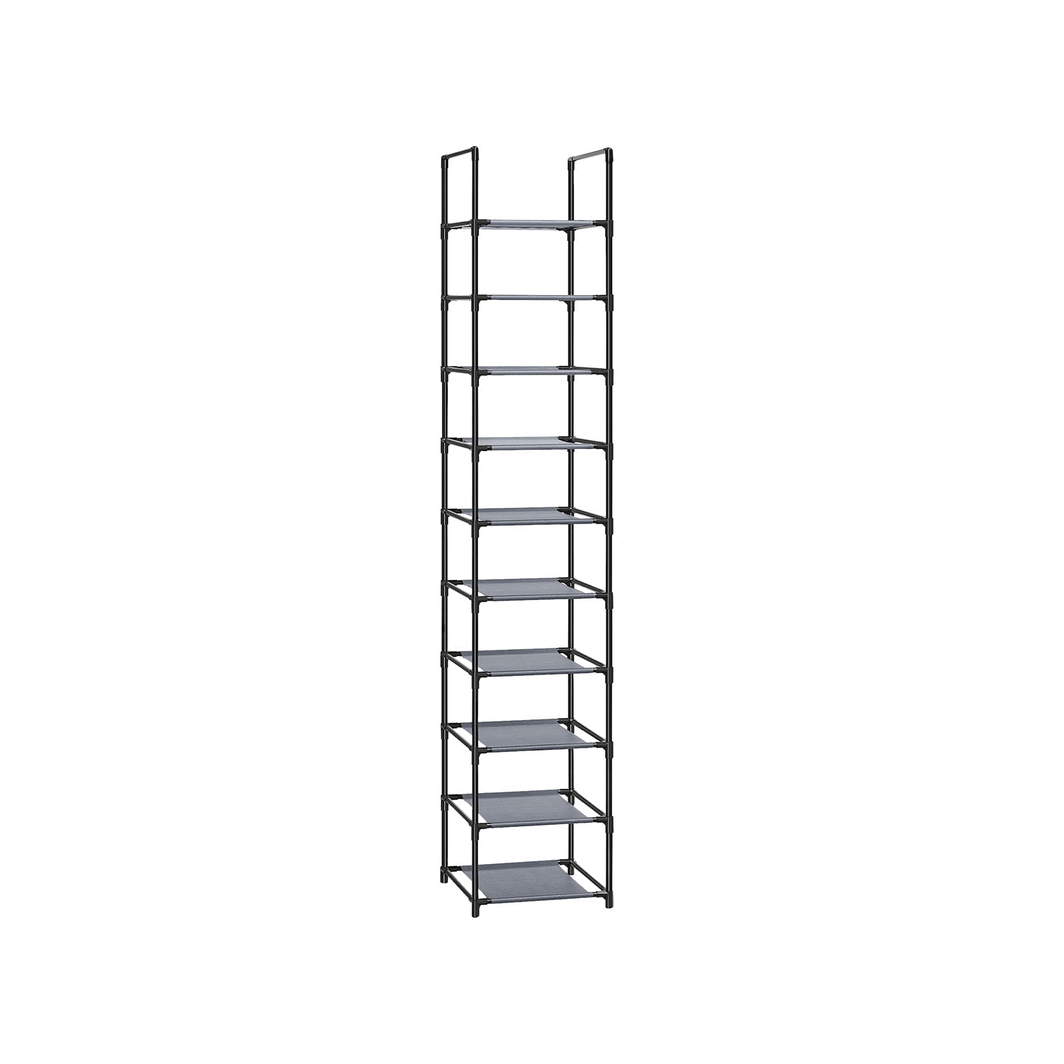 10-Tier Shoe Rack - Metal Frame - Black - Bedroom