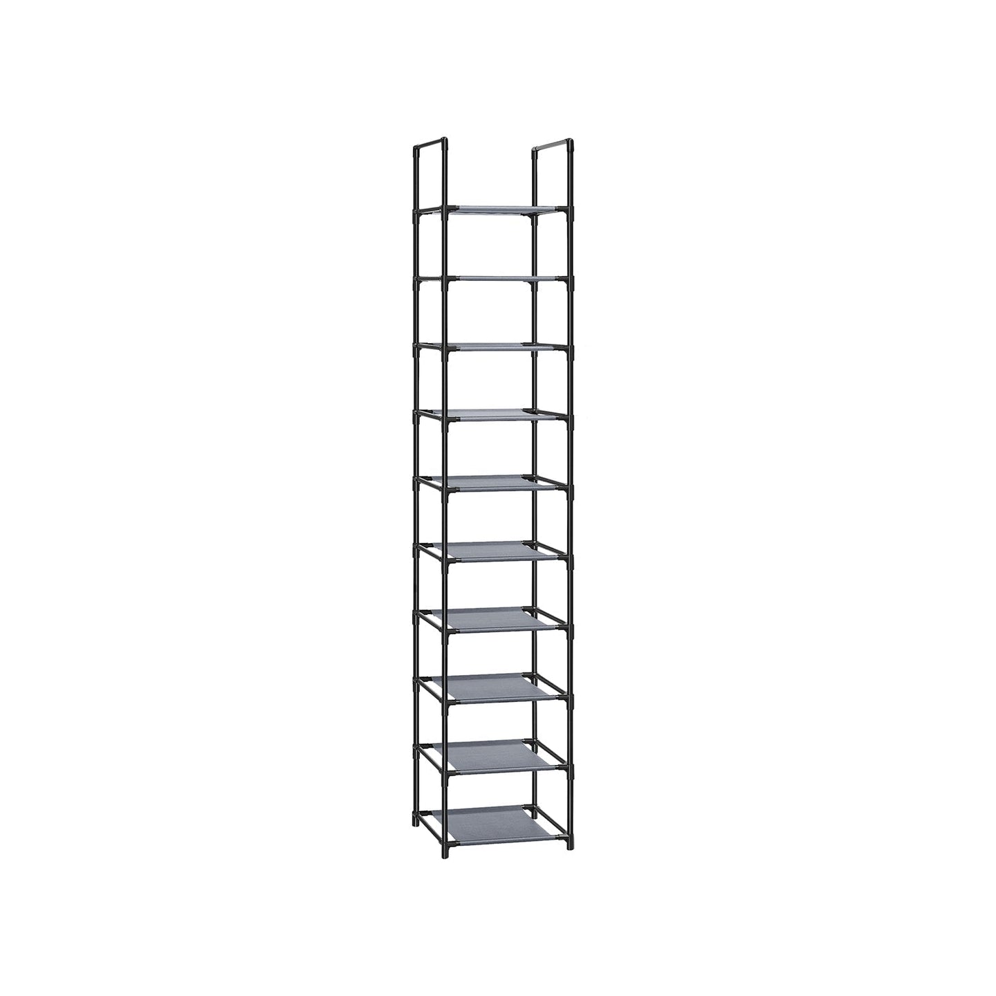 10-Tier Shoe Rack - Metal Frame - Black - Bedroom