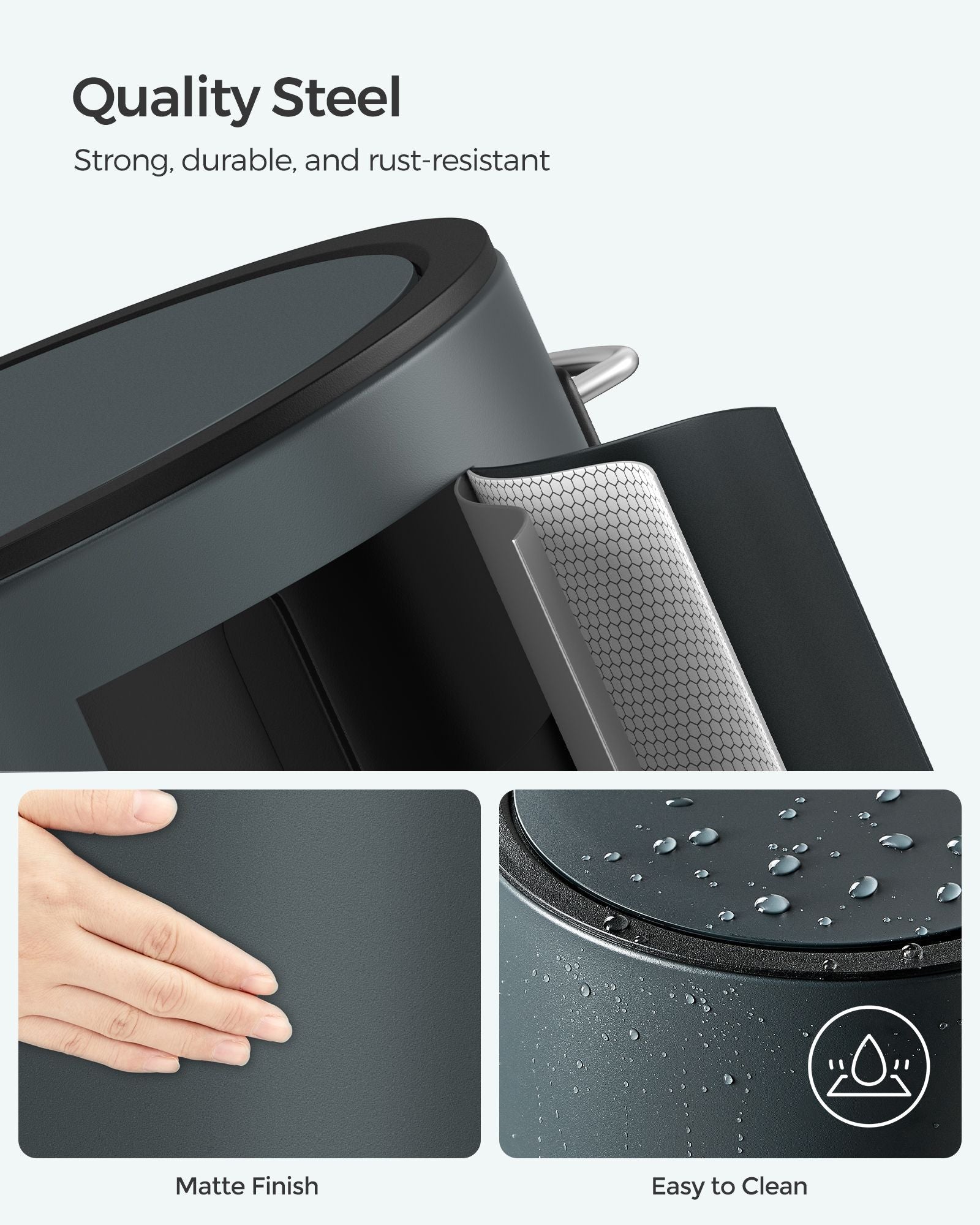 Bathroom Trash Can - Plastic - White - 3L Capacity with Pedal Operation