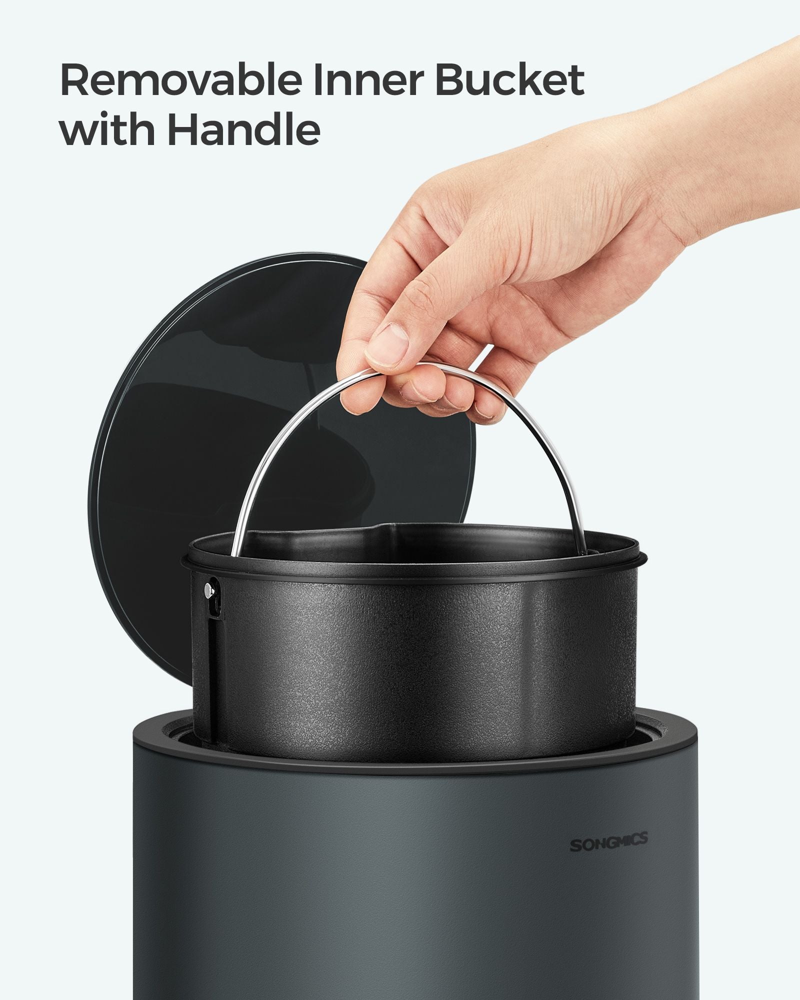 Bathroom Trash Can - Plastic - White - 3L Capacity with Pedal Operation