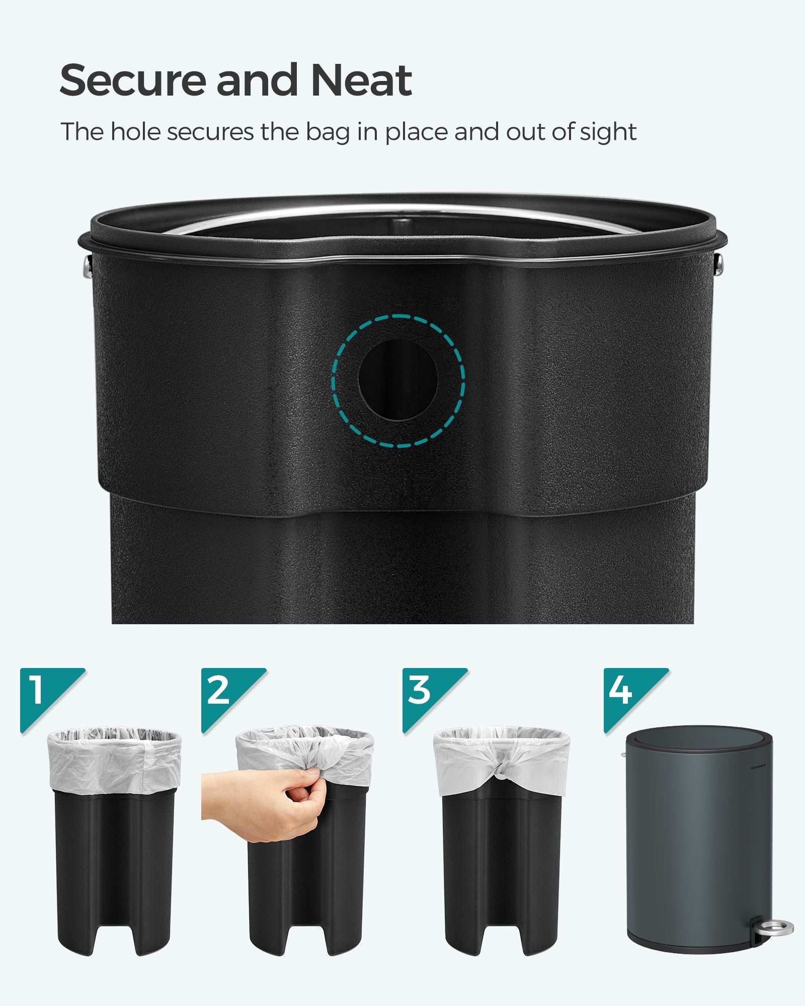 Bathroom Trash Can - Plastic - White - 3L Capacity with Pedal Operation