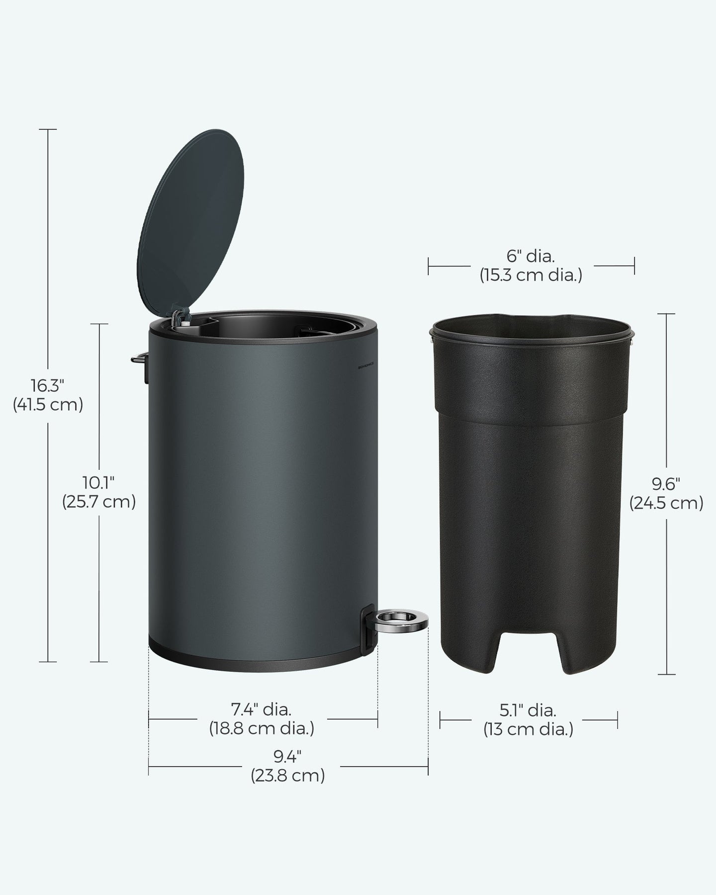 Bathroom Trash Can - Plastic - White - 3L Capacity with Pedal Operation