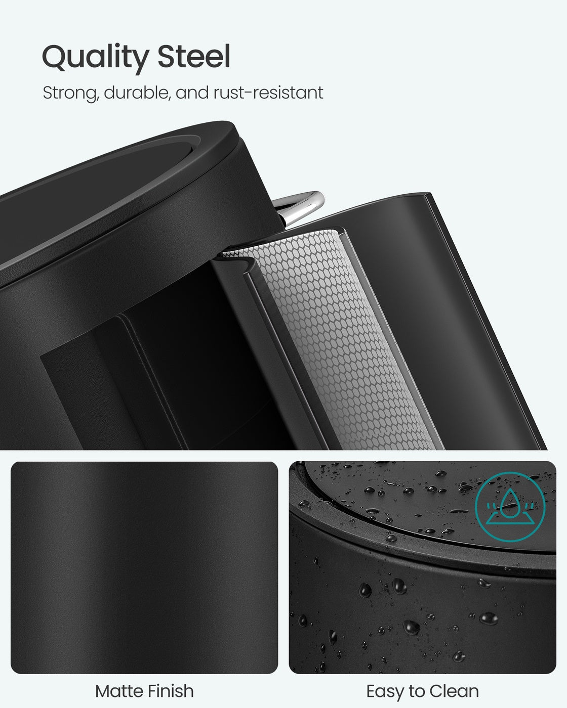 Bathroom Bin - Plastic - White - Pedal with ABS Lid