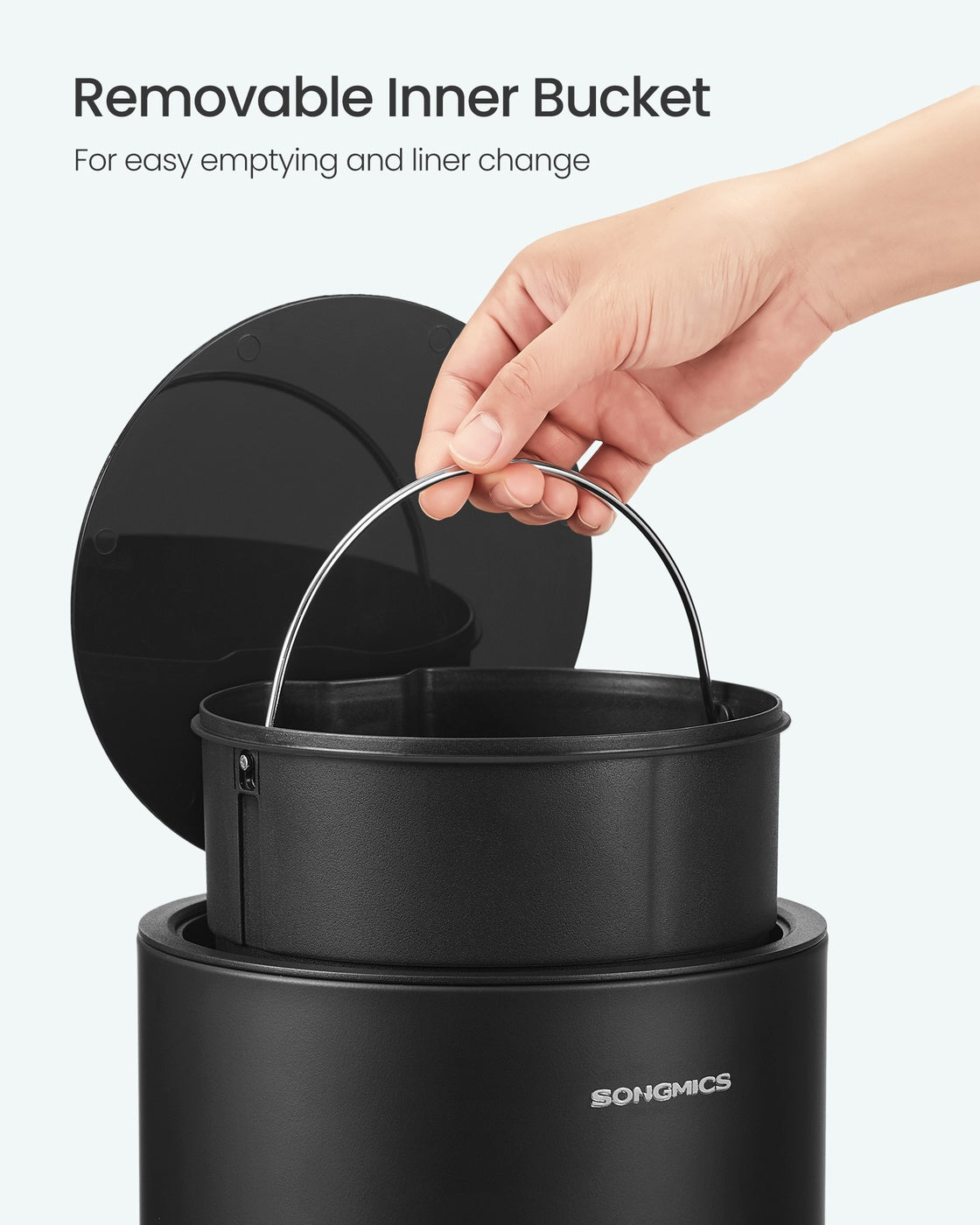 Bathroom Bin - Plastic - White - Pedal with ABS Lid