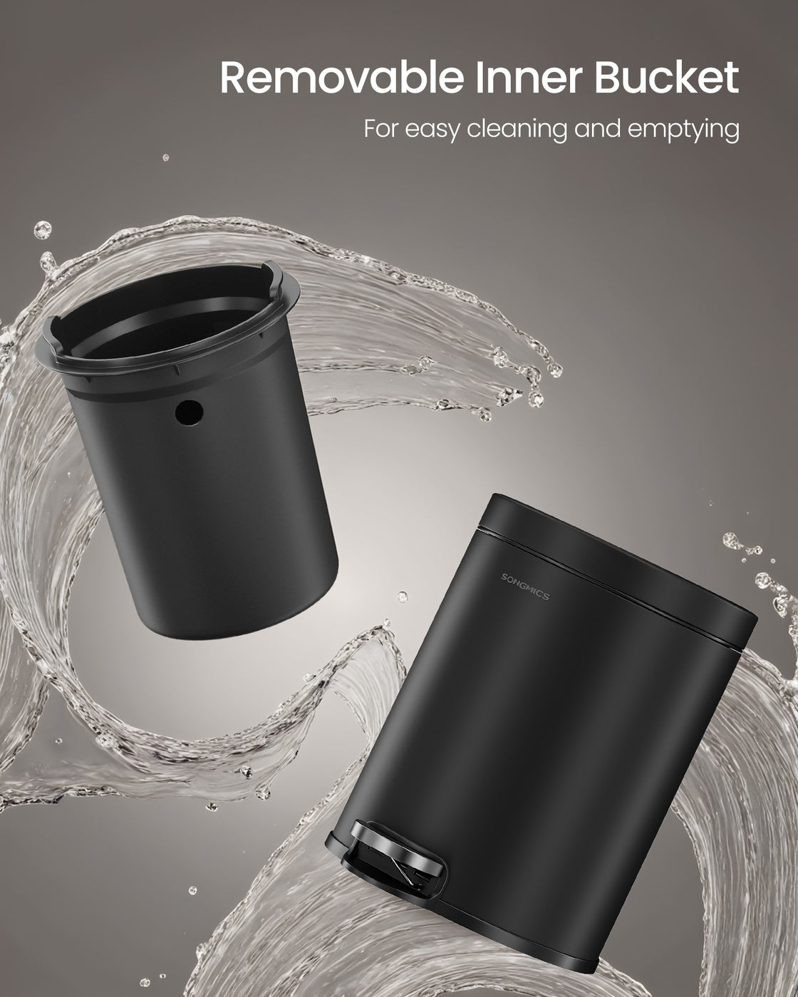 Bathroom Pedal Bin - 3L - Steel - Soft-Close Lid