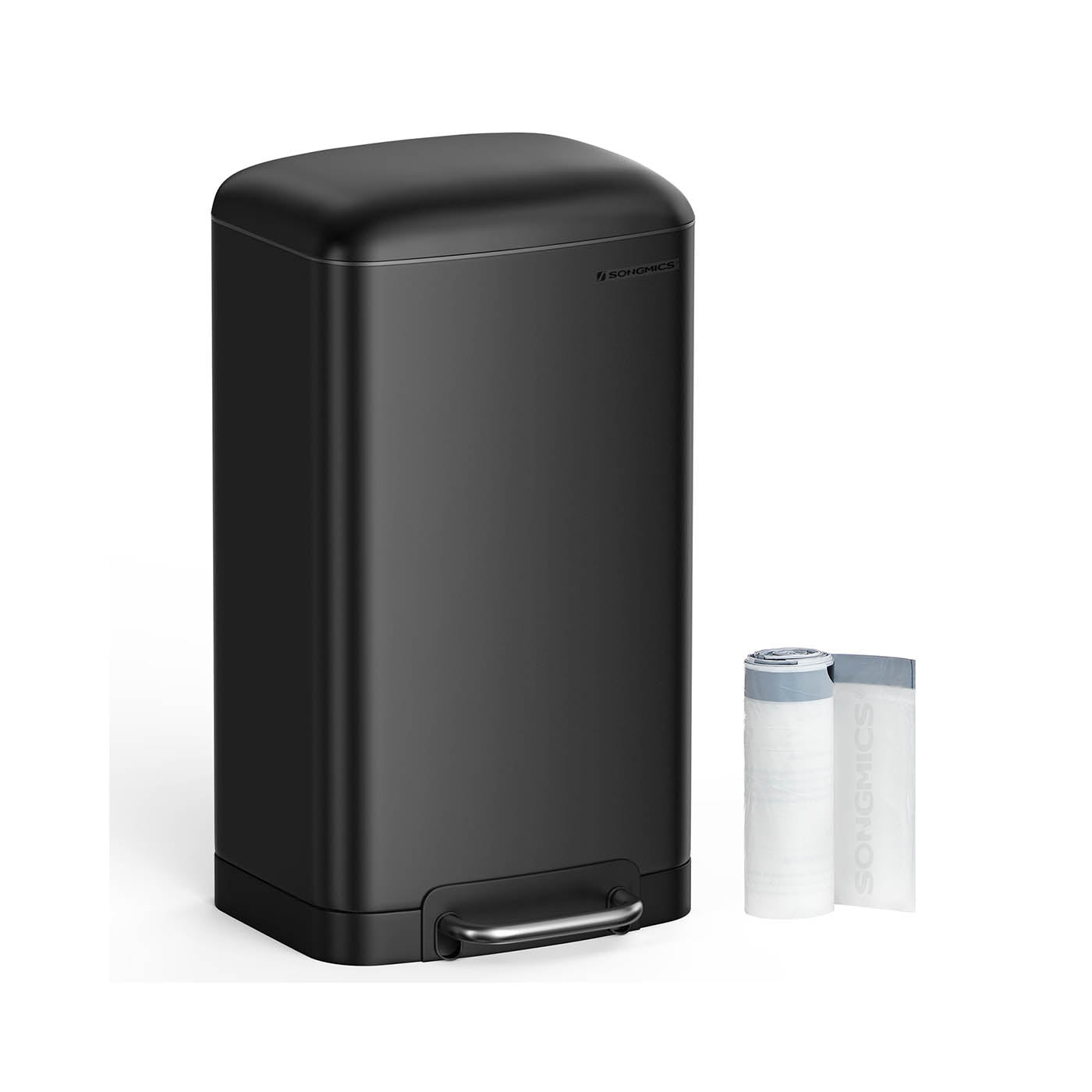 Pedal Bin - Stainless Steel - Silver - 30L Capacity with Soft Close Lid and Non-slip Base