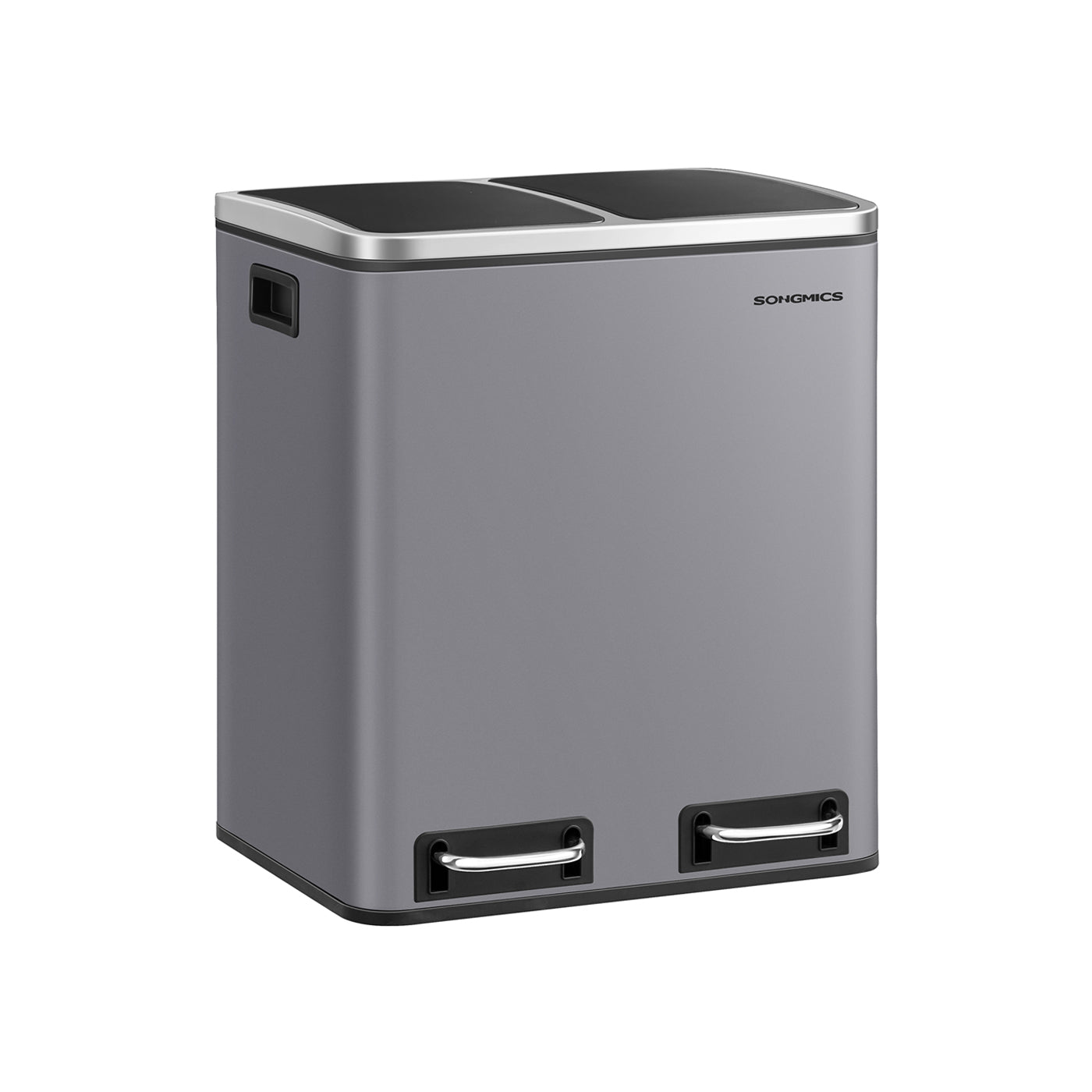 Double Kitchen Bin - Stainless Steel - Silver - Includes 15 Liners for Recycling and Waste
