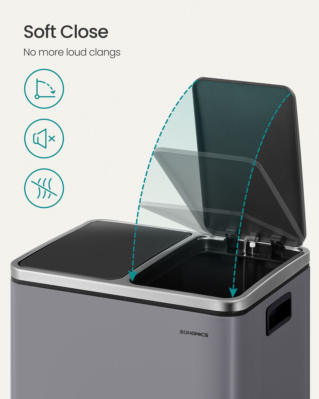 Double Kitchen Bin - Stainless Steel - Silver - Includes 15 Liners for Recycling and Waste
