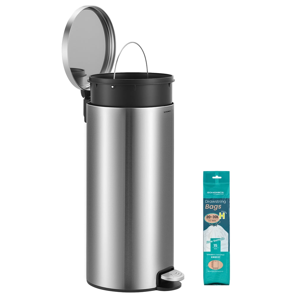 Kitchen Trash Can - 30L - Stainless Steel - Metal Pedal