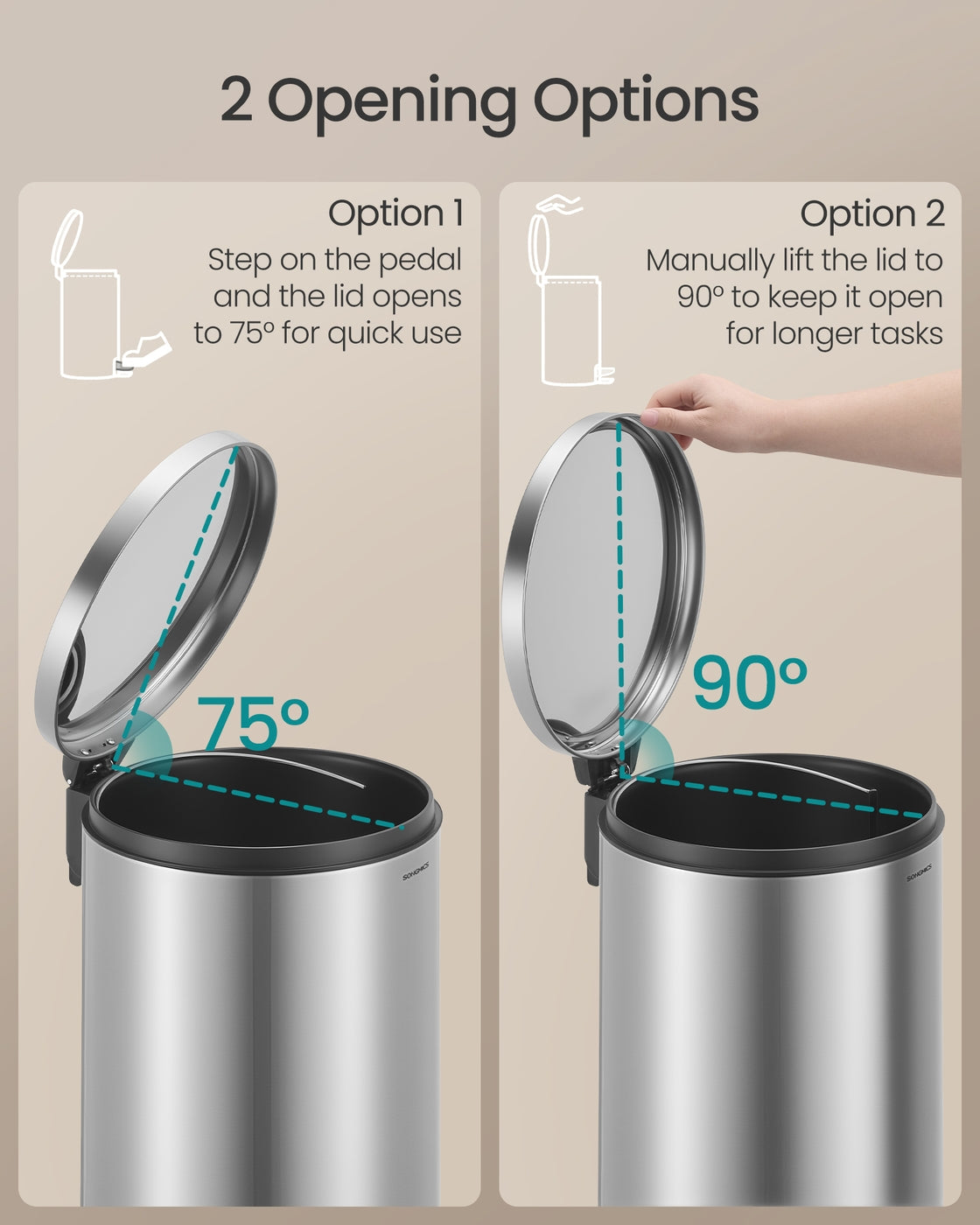 Kitchen Trash Can - 30L - Stainless Steel - Metal Pedal