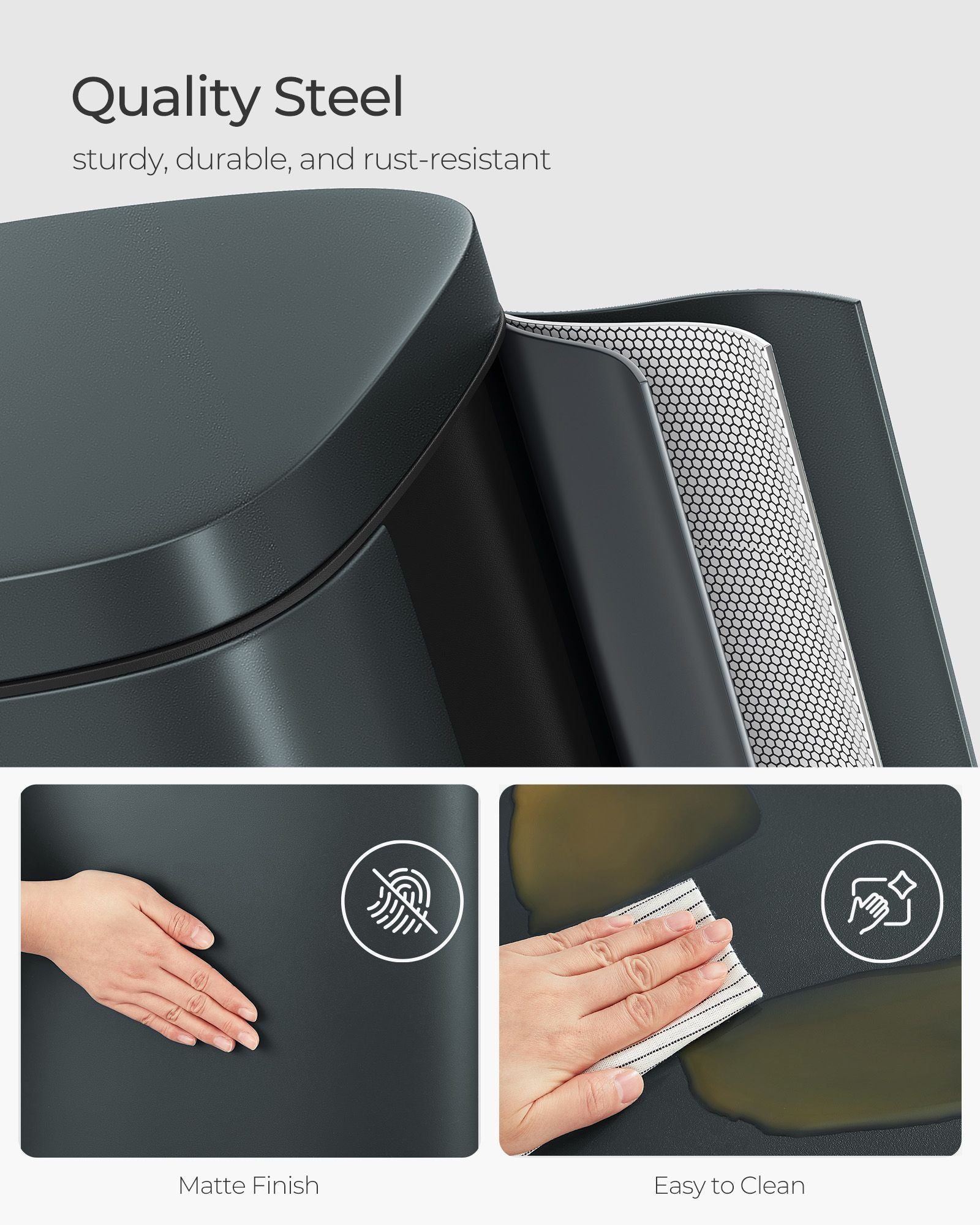 Pedal Trash Can - Stainless Steel - Silver - 30L Capacity with Soft Close and Odour Proof Features