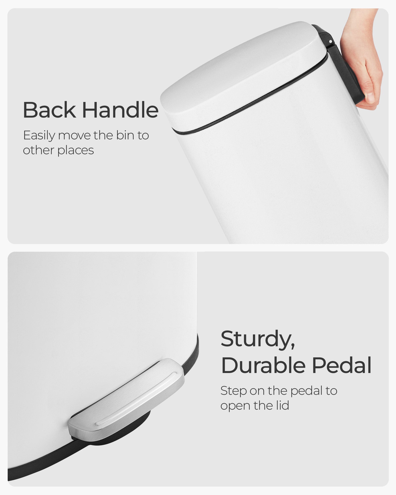 Pedal Trash Can - Stainless Steel - Silver - 30L Capacity