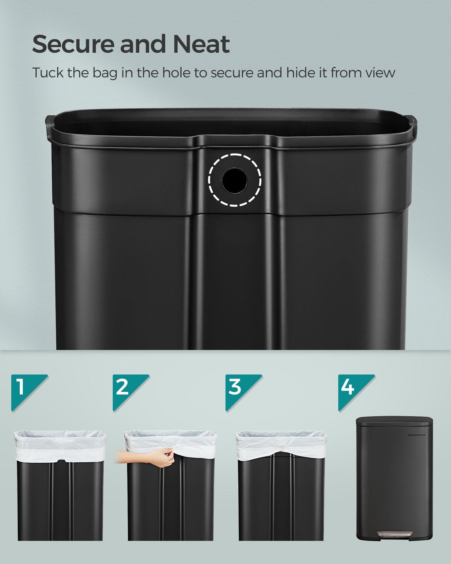 Pedal Bin - Steel - Ink Black - 50L Capacity with Soft Close Feature