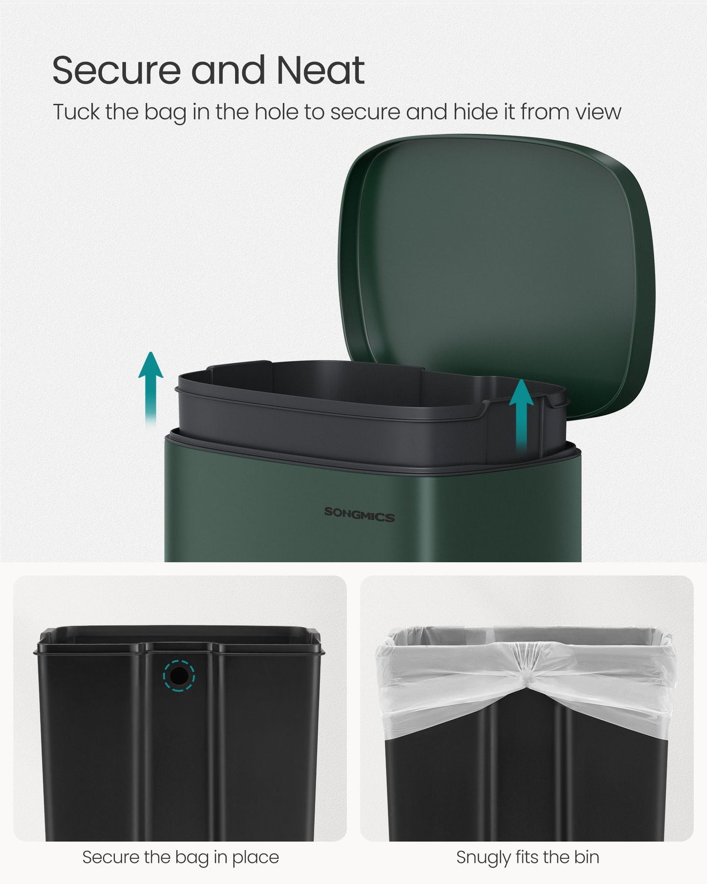 Pedal Bin - Steel - Retro Green - 50L Capacity with Soft Close Function