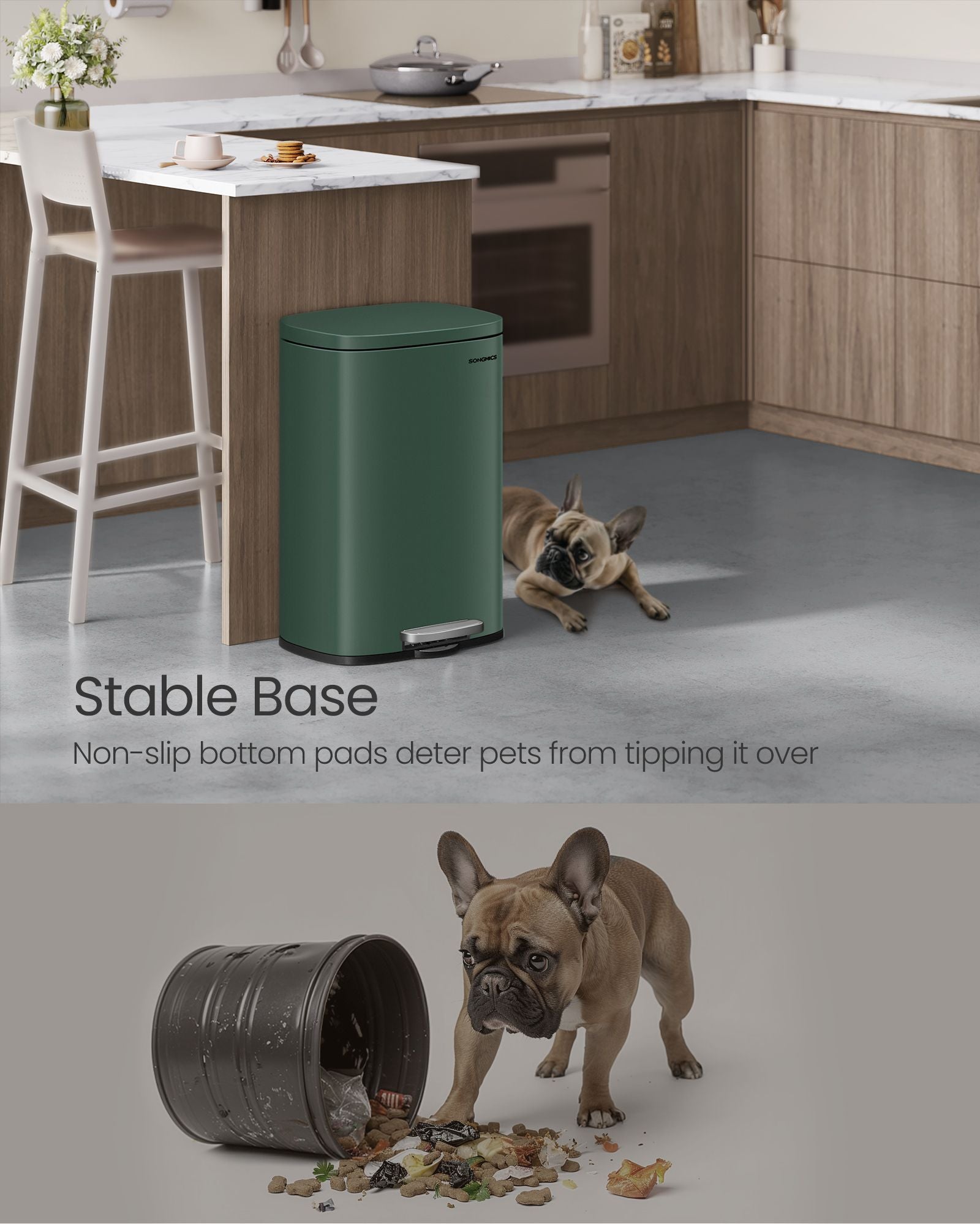 Pedal Bin - Steel - Retro Green - 50L Capacity with Soft Close Function