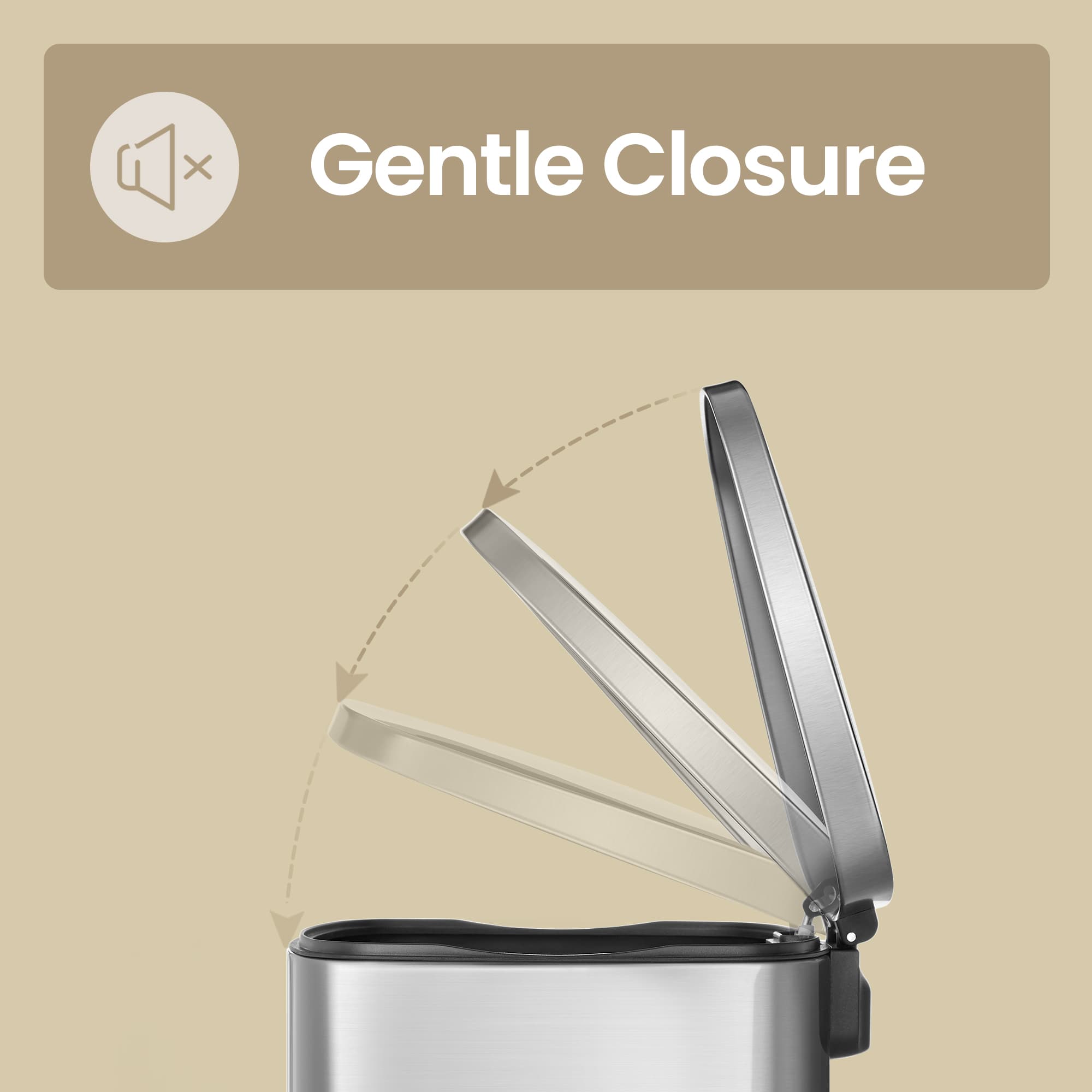 Steel Trash Bin - Stainless Steel - Black - 50L with Soft Close and Removable Inner Bucket