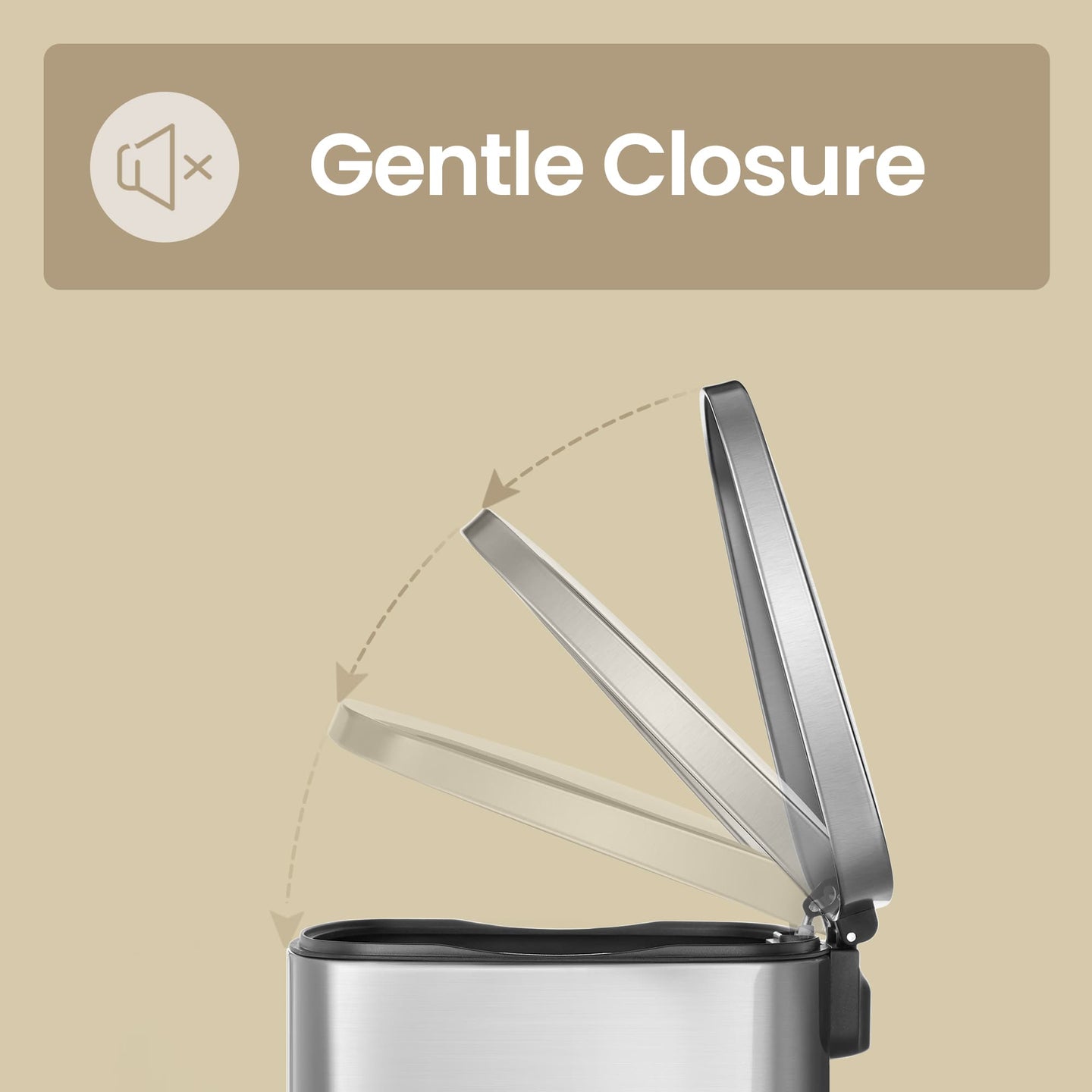Steel Trash Bin - Stainless Steel - Black - 50L with Soft Close and Removable Inner Bucket
