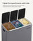 Rubbish Bin - Stainless Steel - Matte Grey - Trio Design with Soft-Closing Lids and 15 Liners Included